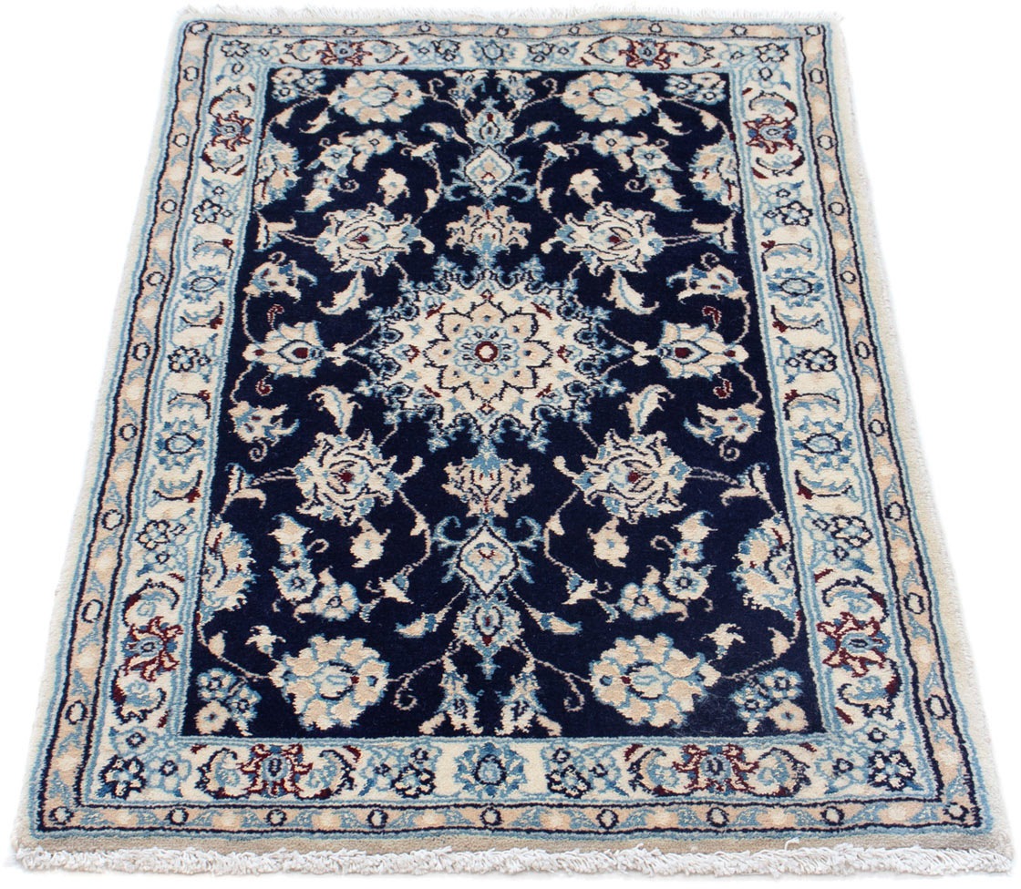 Image of morgenland Hochflor-Läufer »Nain Blumenmuster Blu scuro 400 x 77 cm«, rechteckig, 1 mm Höhe, Unikat mit Zertifikat bei Ackermann Versand Schweiz