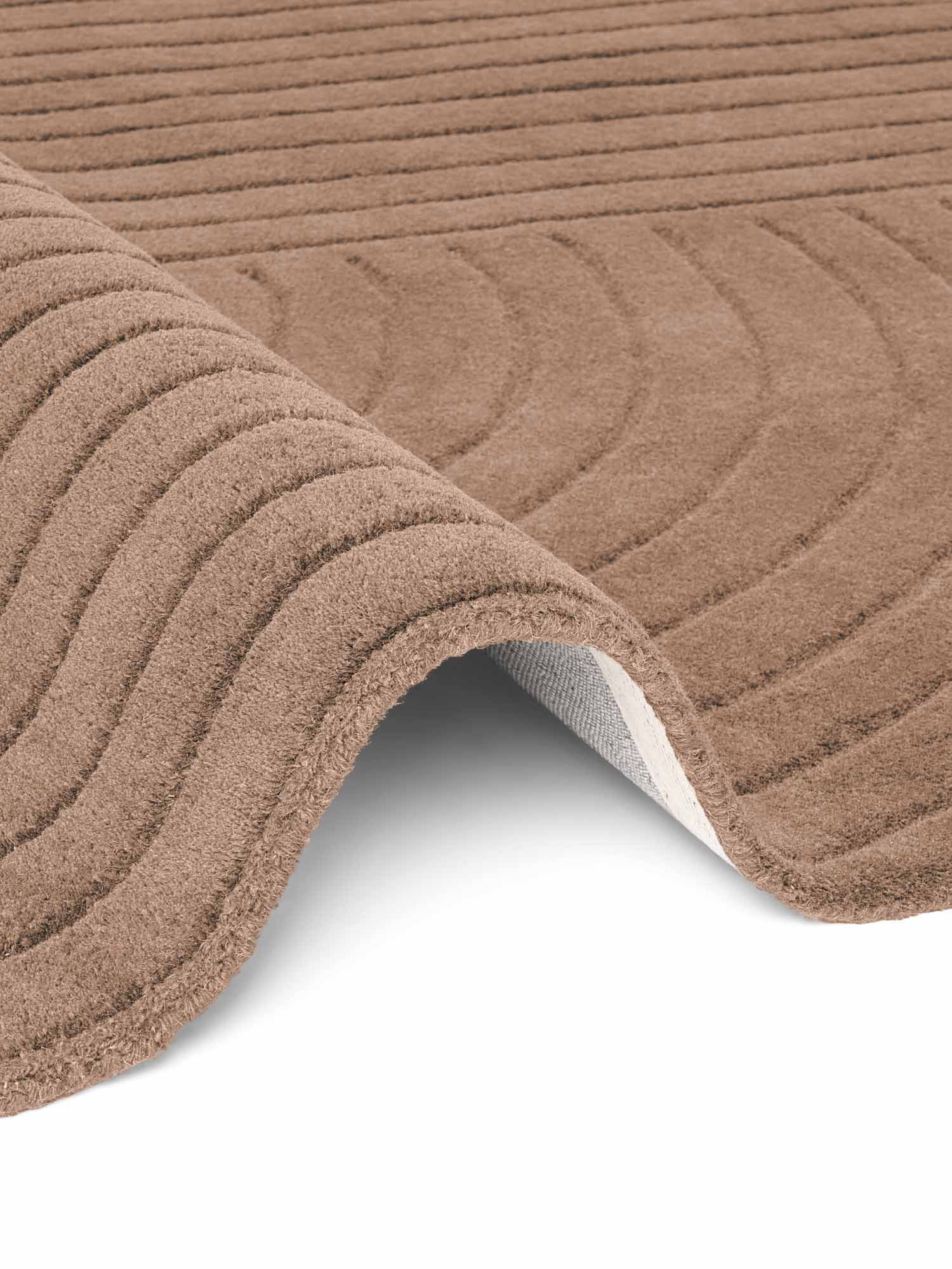 vikosa Wollteppich »Arcura« rechteckig 15 mm Höhe Wolle Handgemacht, Hoch-Tief-Effekt, Geometrisches Linien Wellendesign