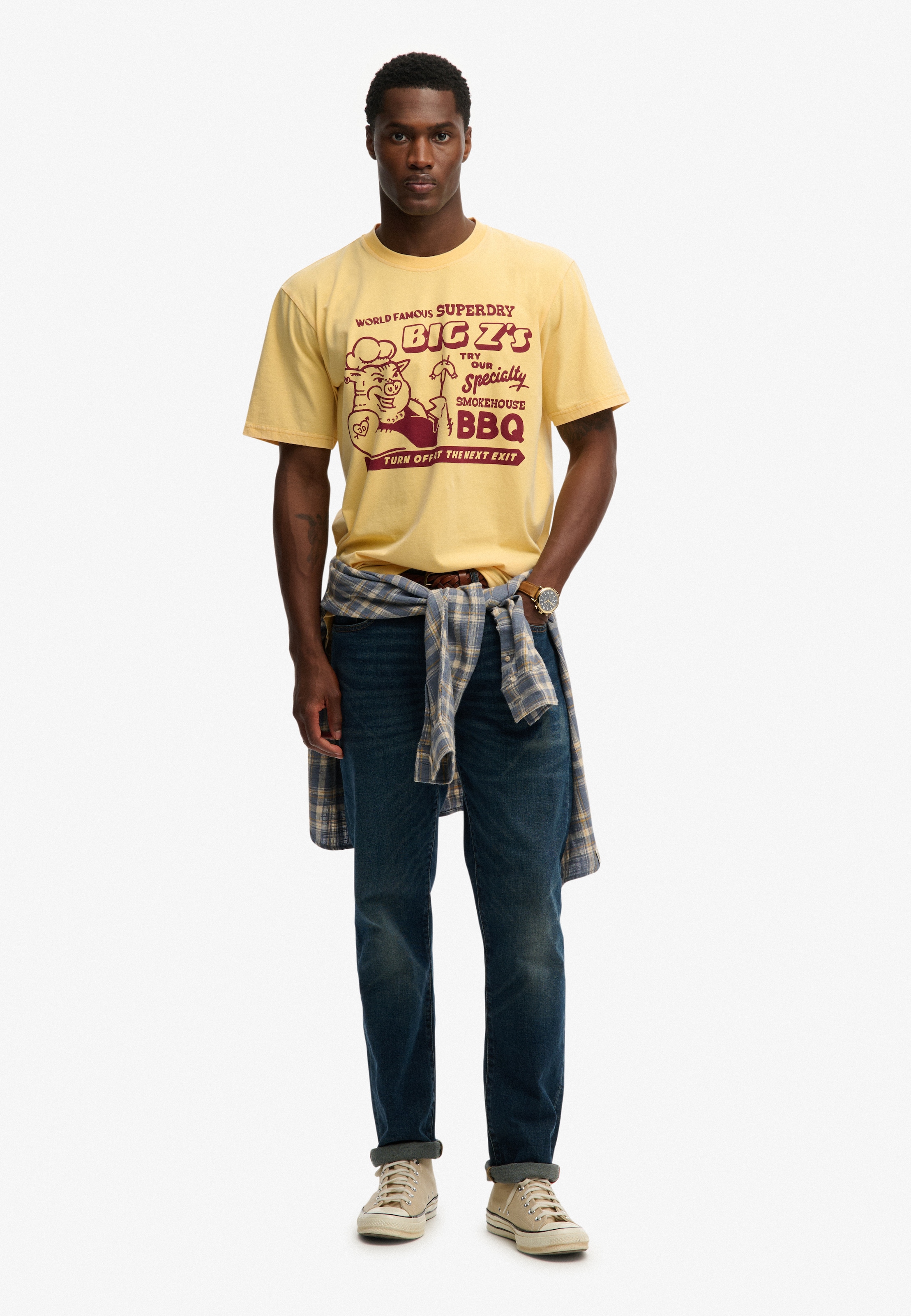 Superdry Shirt à col rond »ROADSIDE TRADE LOOSE TEE« Coupe décontractée, en coton et jersey simple, avec impression, facile d'entretien