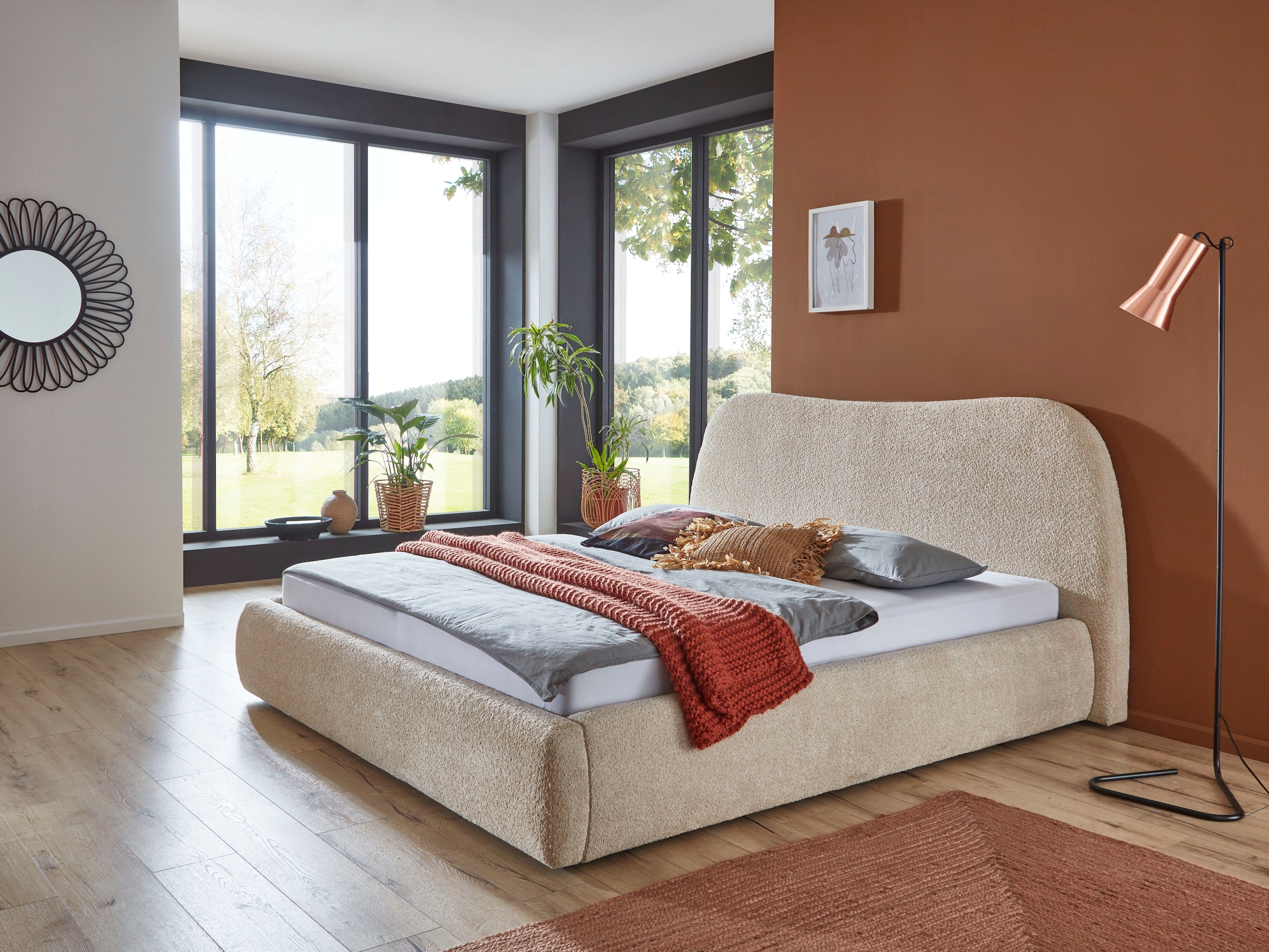 ATLANTIC home collection Polsterbett »Sophie« mit oder ohne Stauraum, hochwertiger Bouclé-Bezug