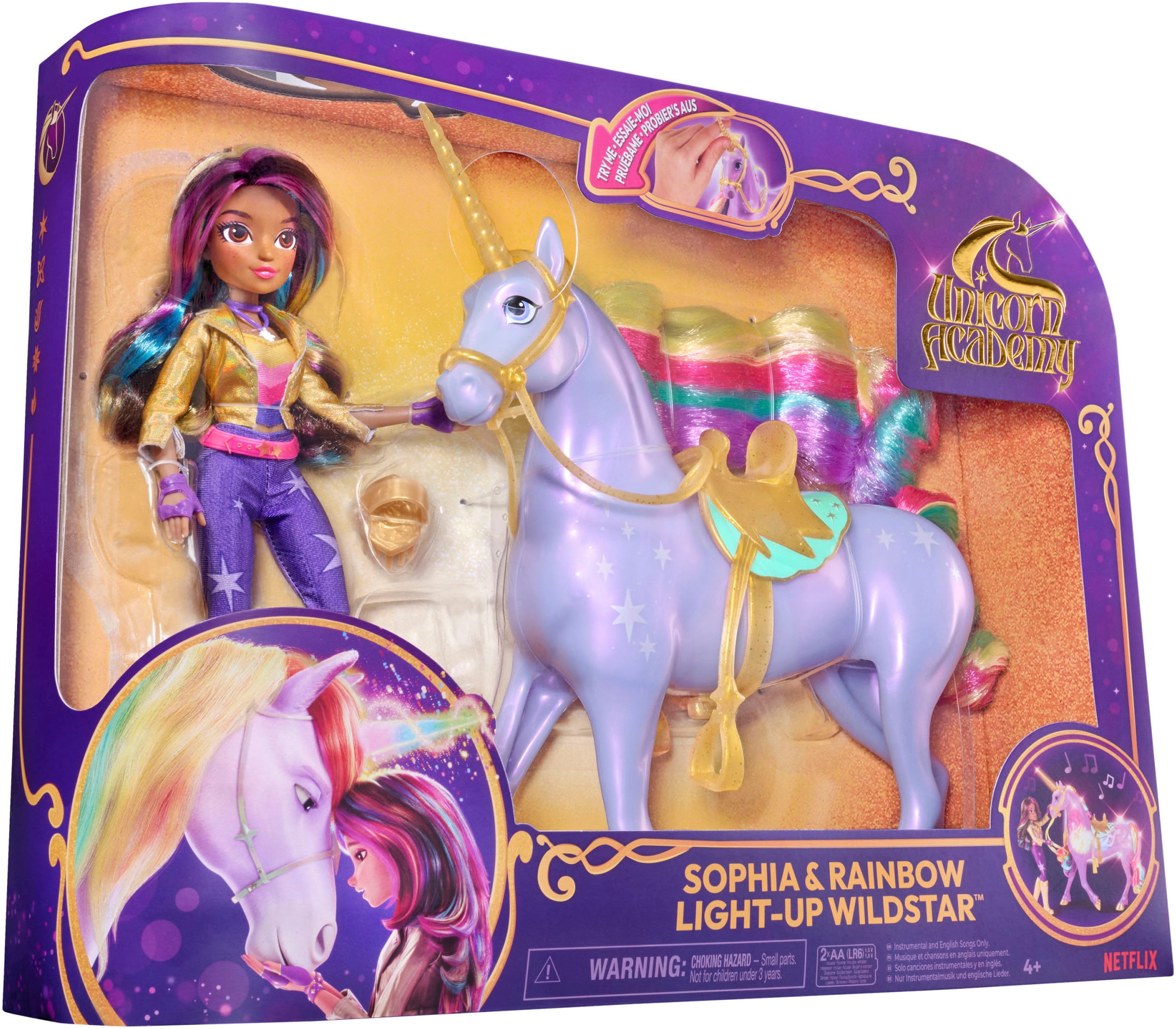 Spin Master Anziehpuppe »Unicorn Academy - Interactive Rainbow Light-Up Wildstar & Sophia« mit Licht- & Soundeffekt