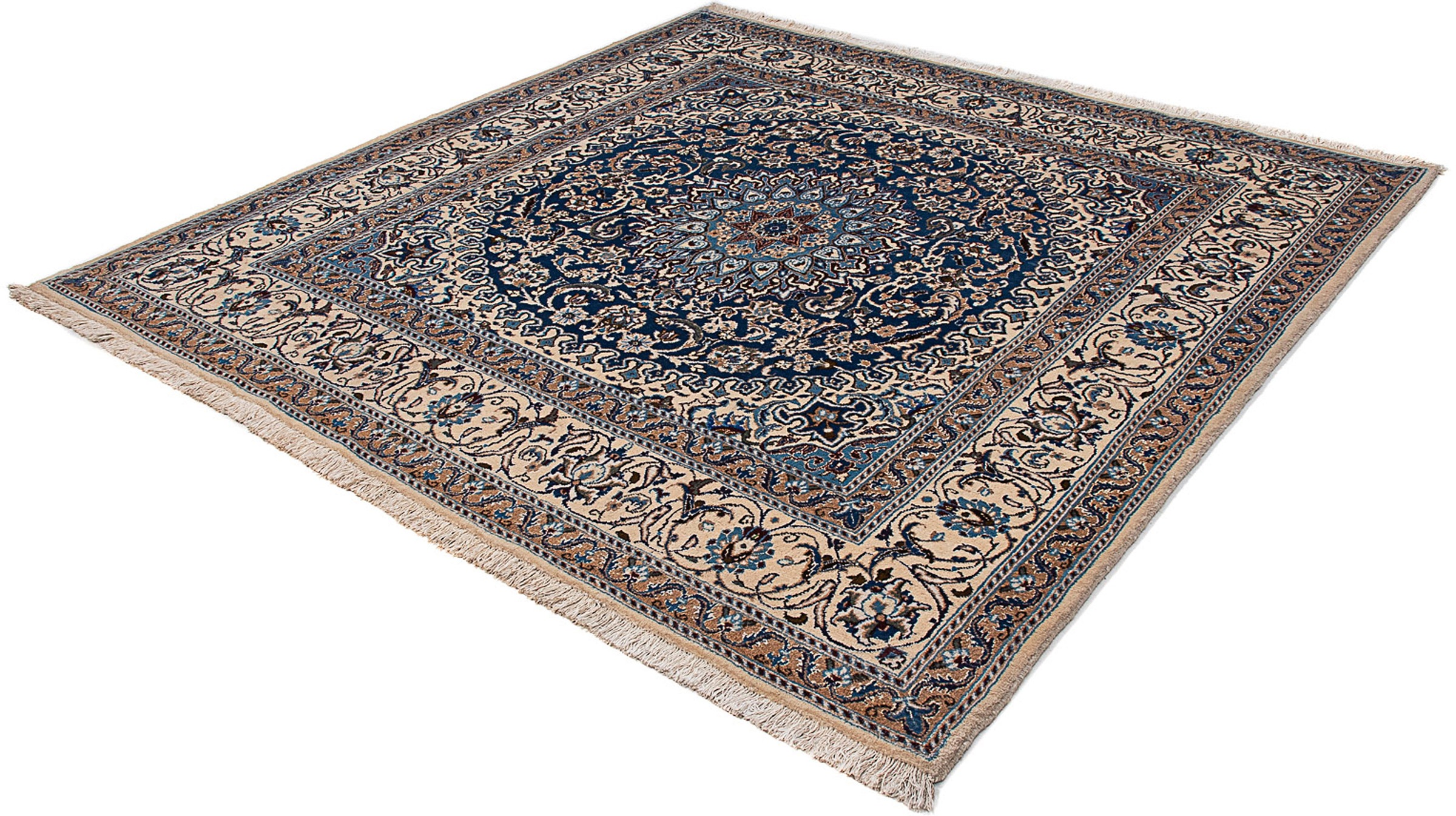 Image of morgenland Orientteppich »Perser - Nain quadratisch - 197 x 196 cm - dunkelblau«, quadratisch, 10 mm Höhe, Wohnzimmer, Handgeknüpft, Einzelstück mit Zertifikat bei Ackermann Versand Schweiz