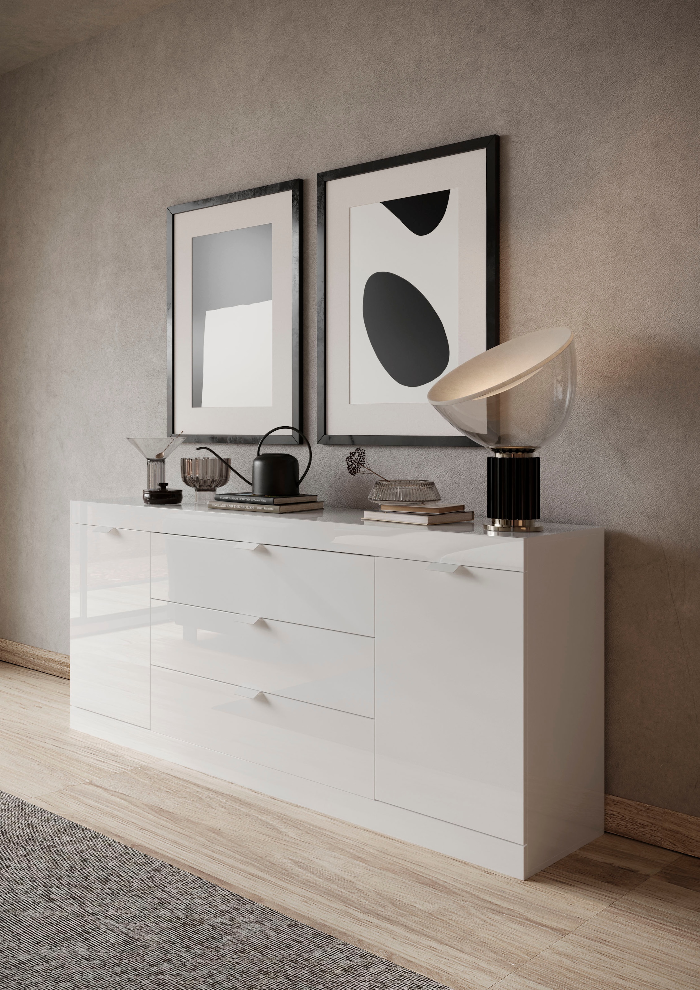 LC Sideboard »Slim«, Breite 181 cm, weiss Hochglanz Lack