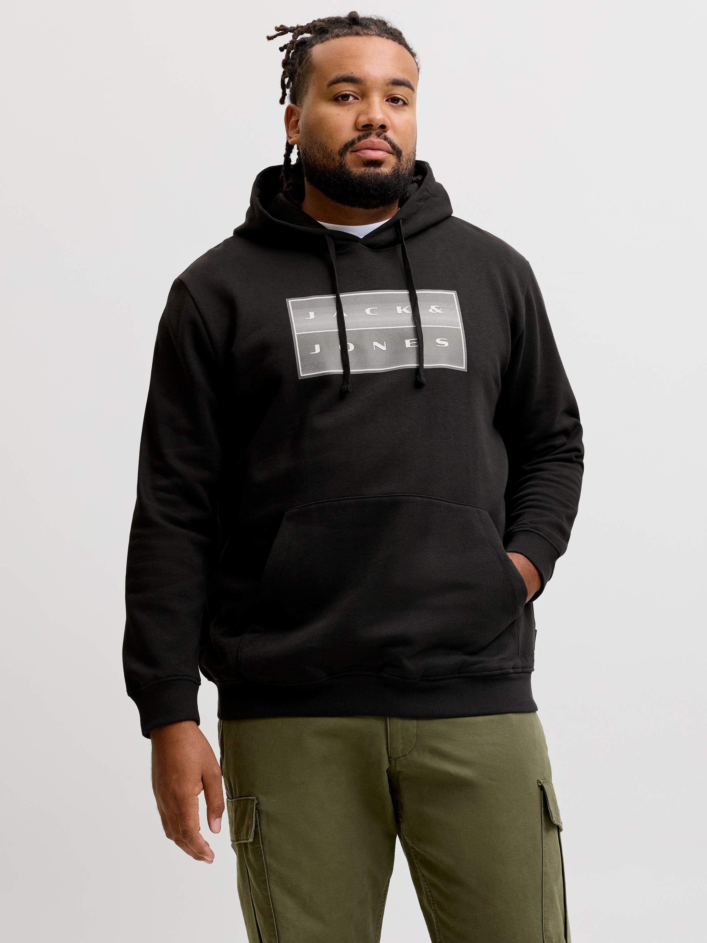 Jack & Jones PlusSize Sweat à capuche »JCOFUSION BOX SWEAT HOOD PLS«, mélange coton, coupe régulière
