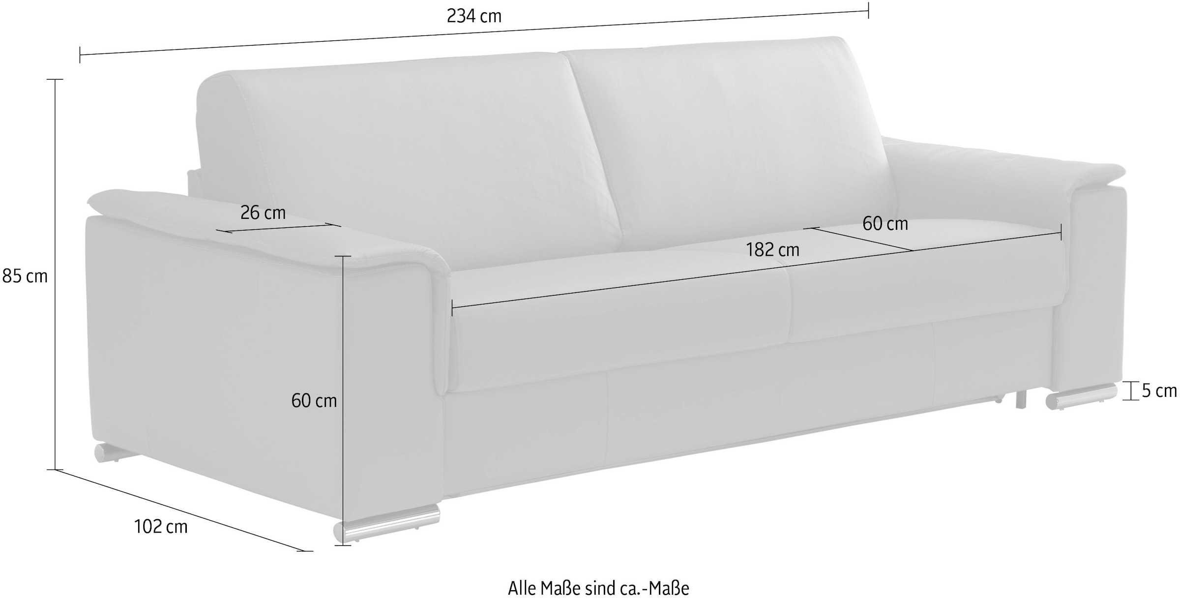 Egoitaliano Schlafsofa »Cecilia, modern und elegant mit erstklassigem Sitzkomfort«, inkl. Matratze und hochwertigem Metallbettrahmen, toller Schlafkomfort