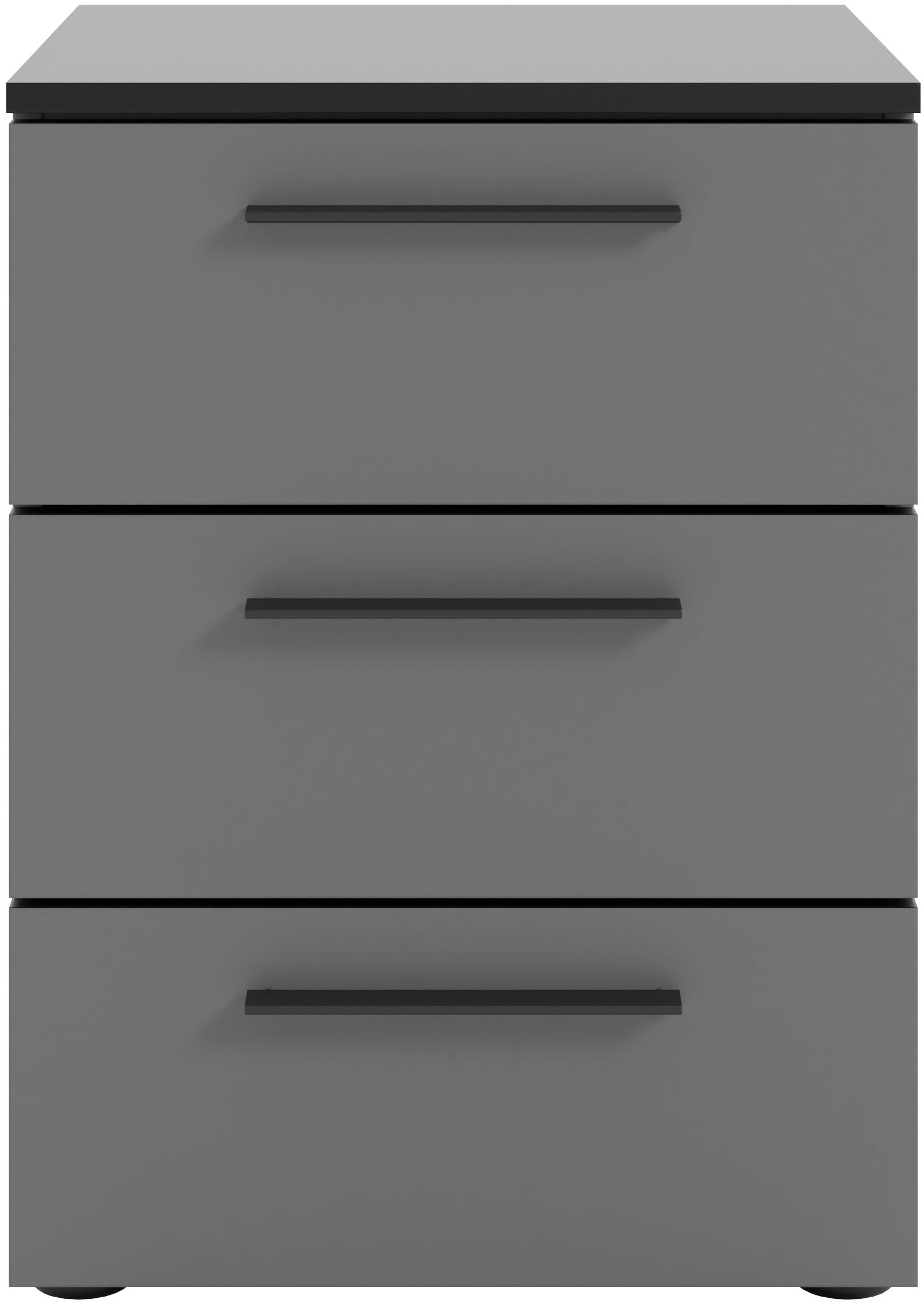Image of Manjana Möbel Nachtkommode "mit Schwarz matten Metallgriffen" mit Soft-Close-Funktion, mit Vollauszug, melaminbeschichtet