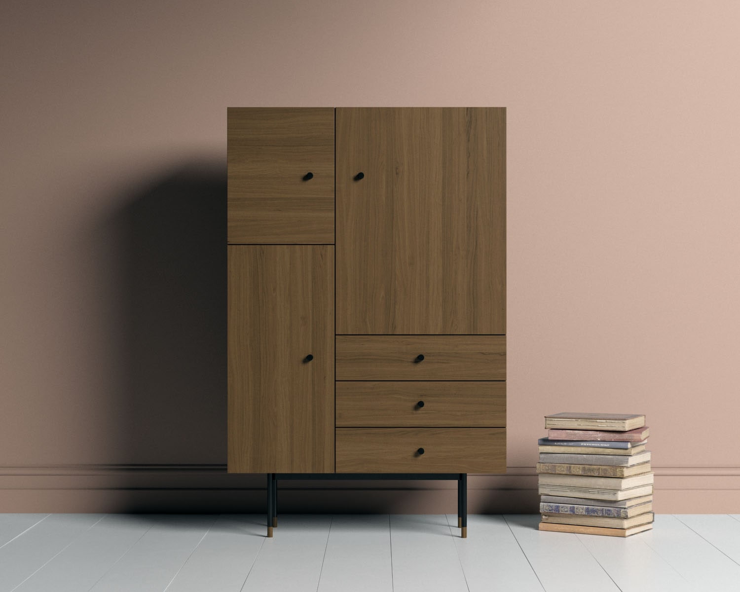 Image of Woodman Highboard "Jugend Kommode" Stauraumschrank mit Holzfurnier aus Eiche, Breite 90 cm, FSC