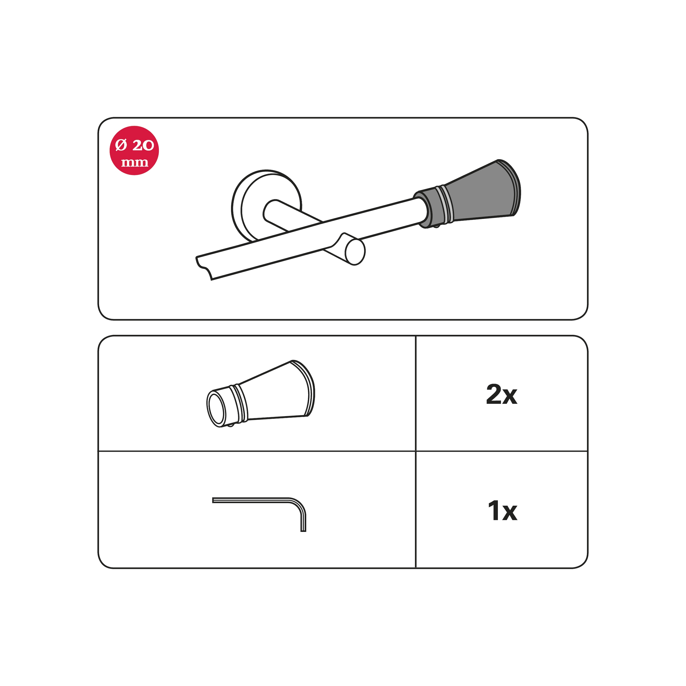 GARDINIA Gardinenstangen-Endstück »Siro«, (2 St.), mm bequem Serie 20 kaufen Ø Einzelprogramm Chicago