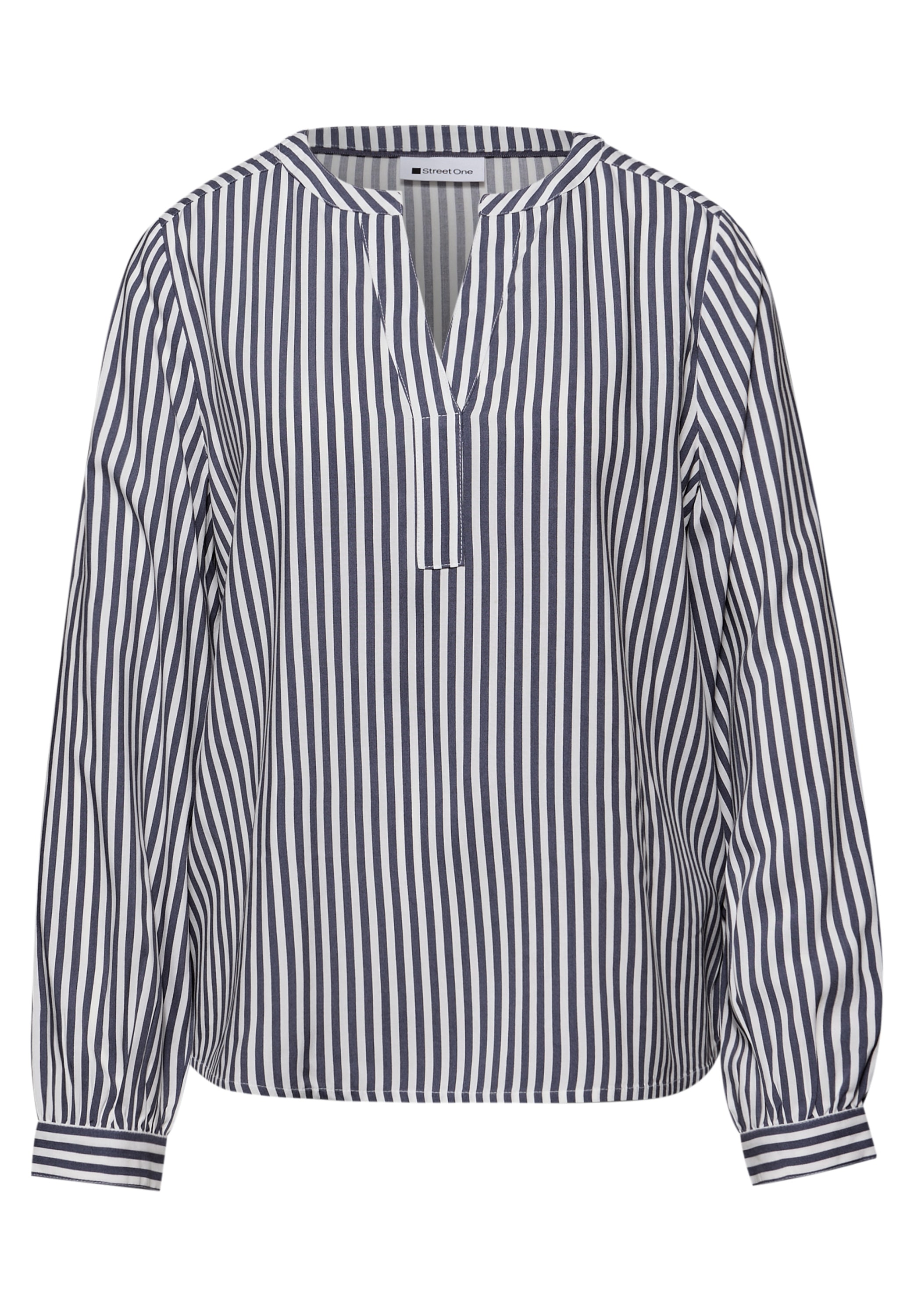 STREET ONE Blouse à manches longues mit Splitneck und im Streifen-Design