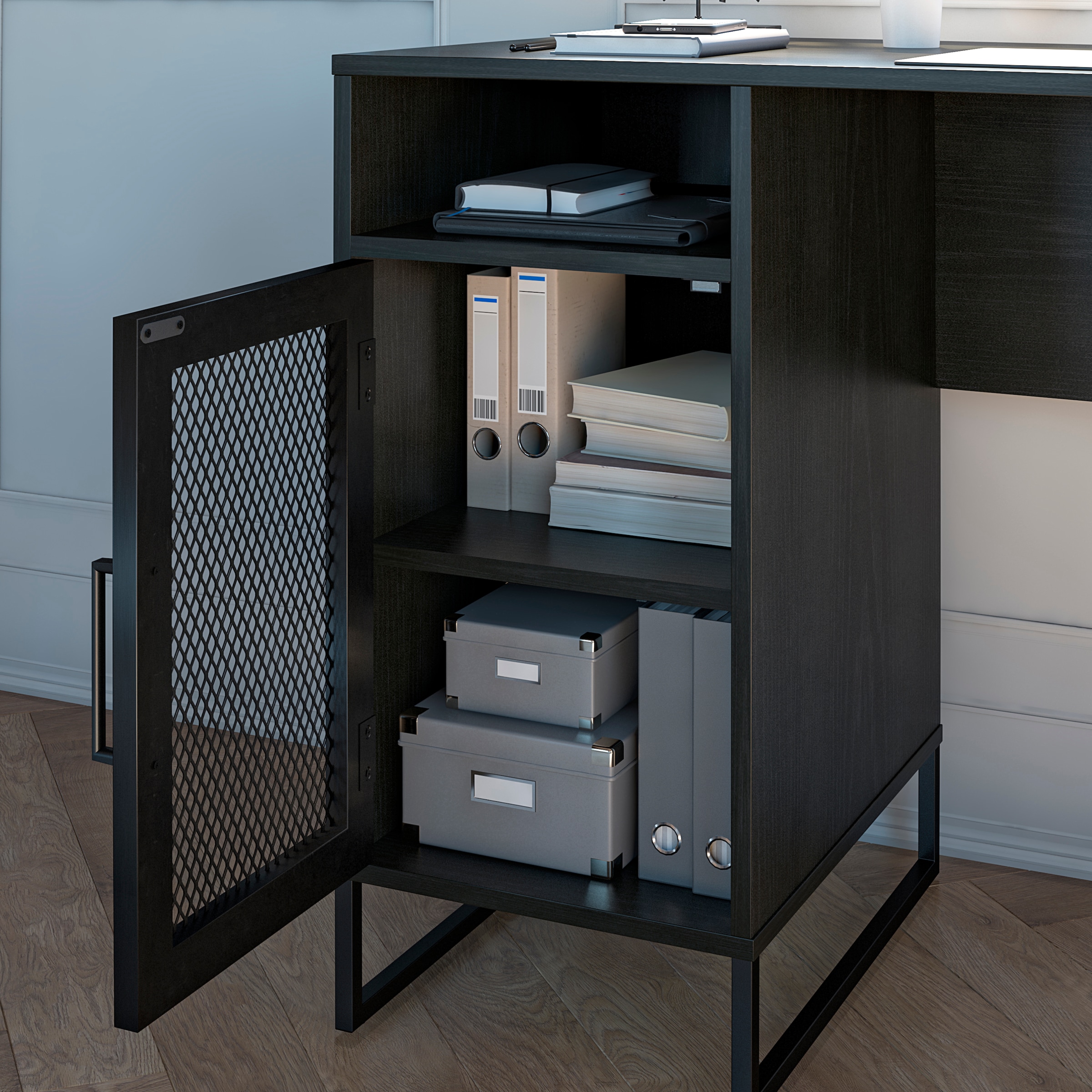 Dorel Home Schreibtisch »Purdue«, (1 St.), Tür mit Magnetverschluss, Gestell aus Metall, Höhe 76,5 cm