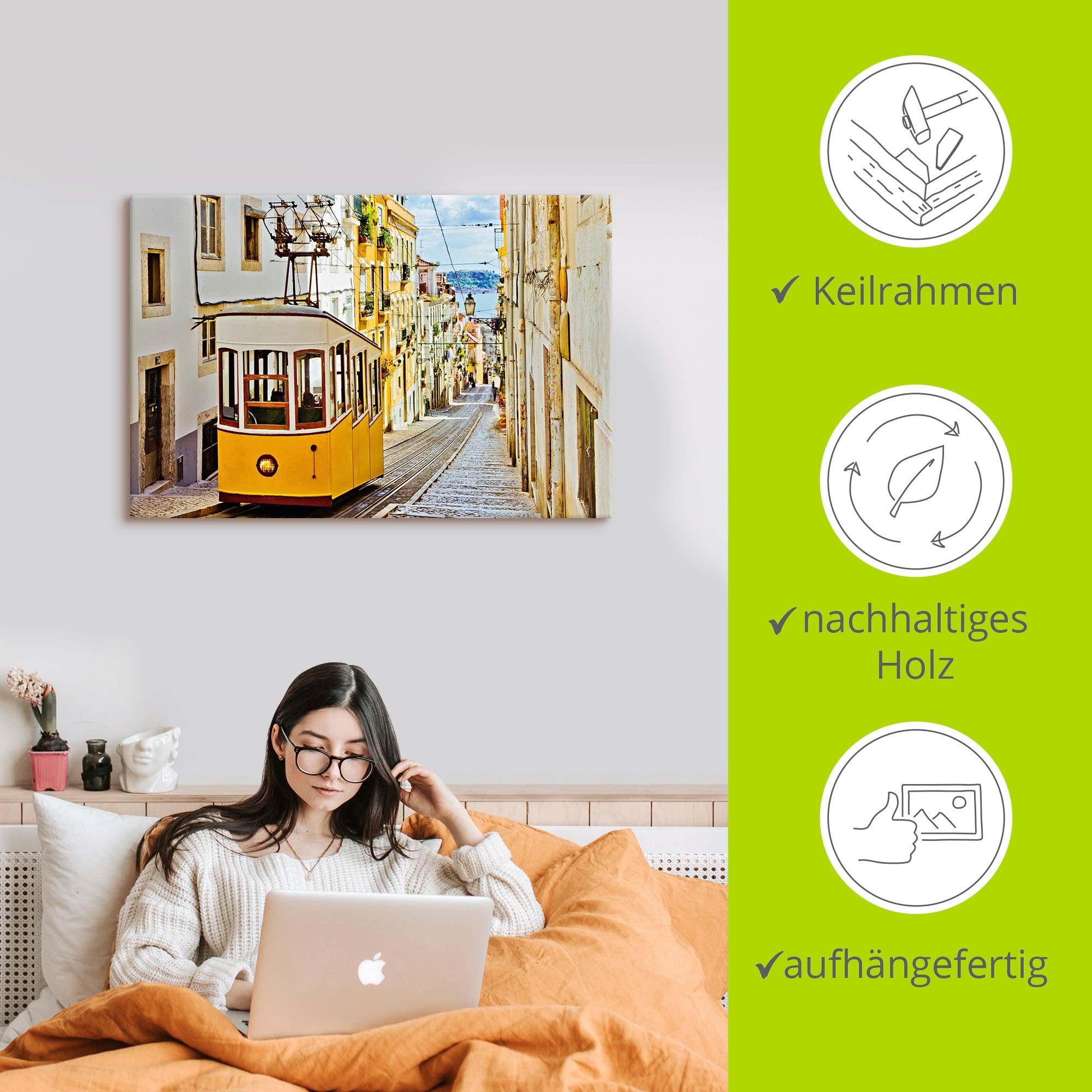 Artland Wandbild »Ascensor da Gloria in Lissabon« Zugbilder 1 Stk. tlg. als Leinwandbild, Poster in verschied. Grössen