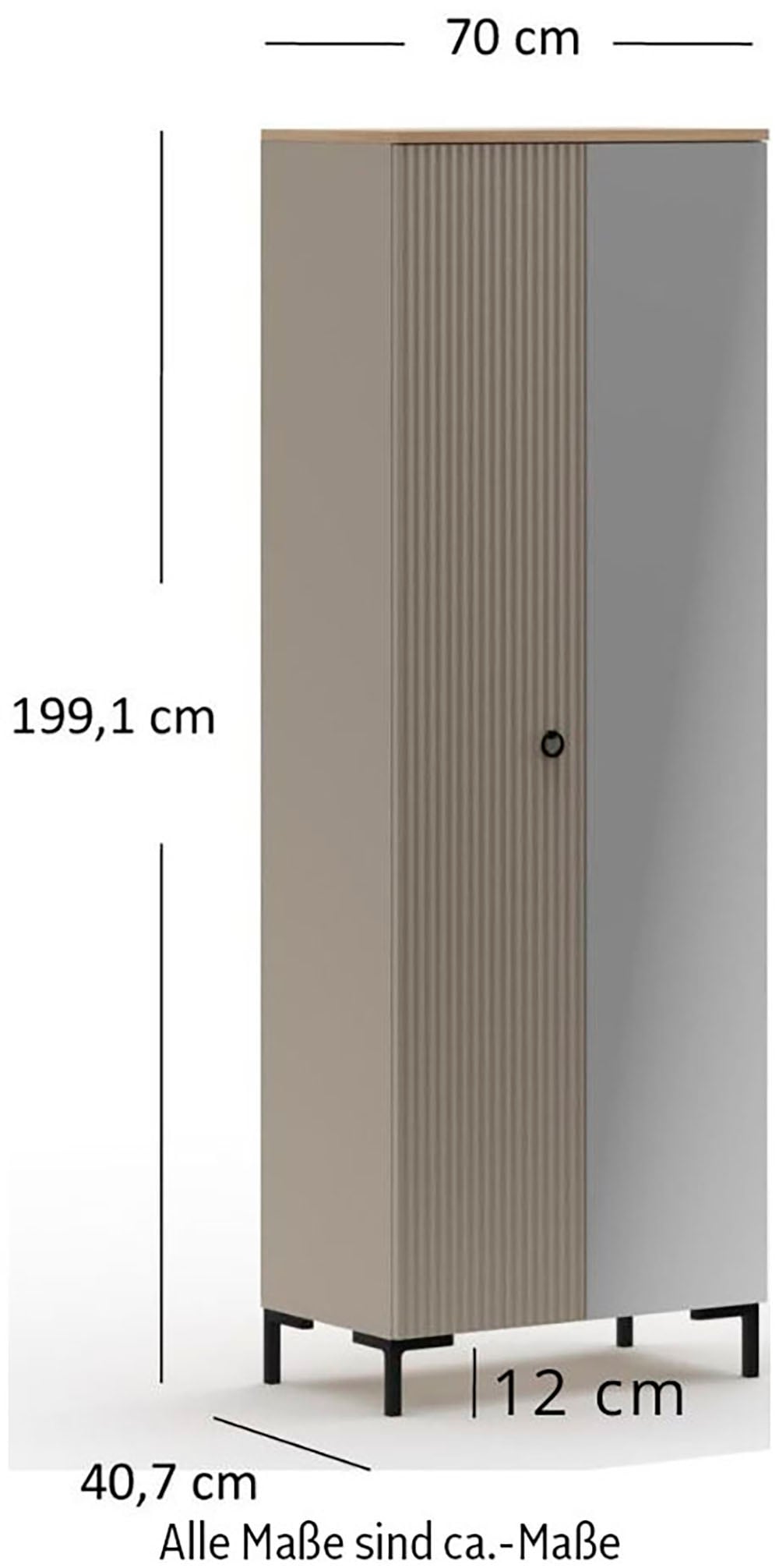 Home affaire Armoire vestiaire »Luminara« 1 cuis tlg. Kleiderschrank mit ausziehbarer Kleiderstange - (B/T/H) 70/41/199 cm