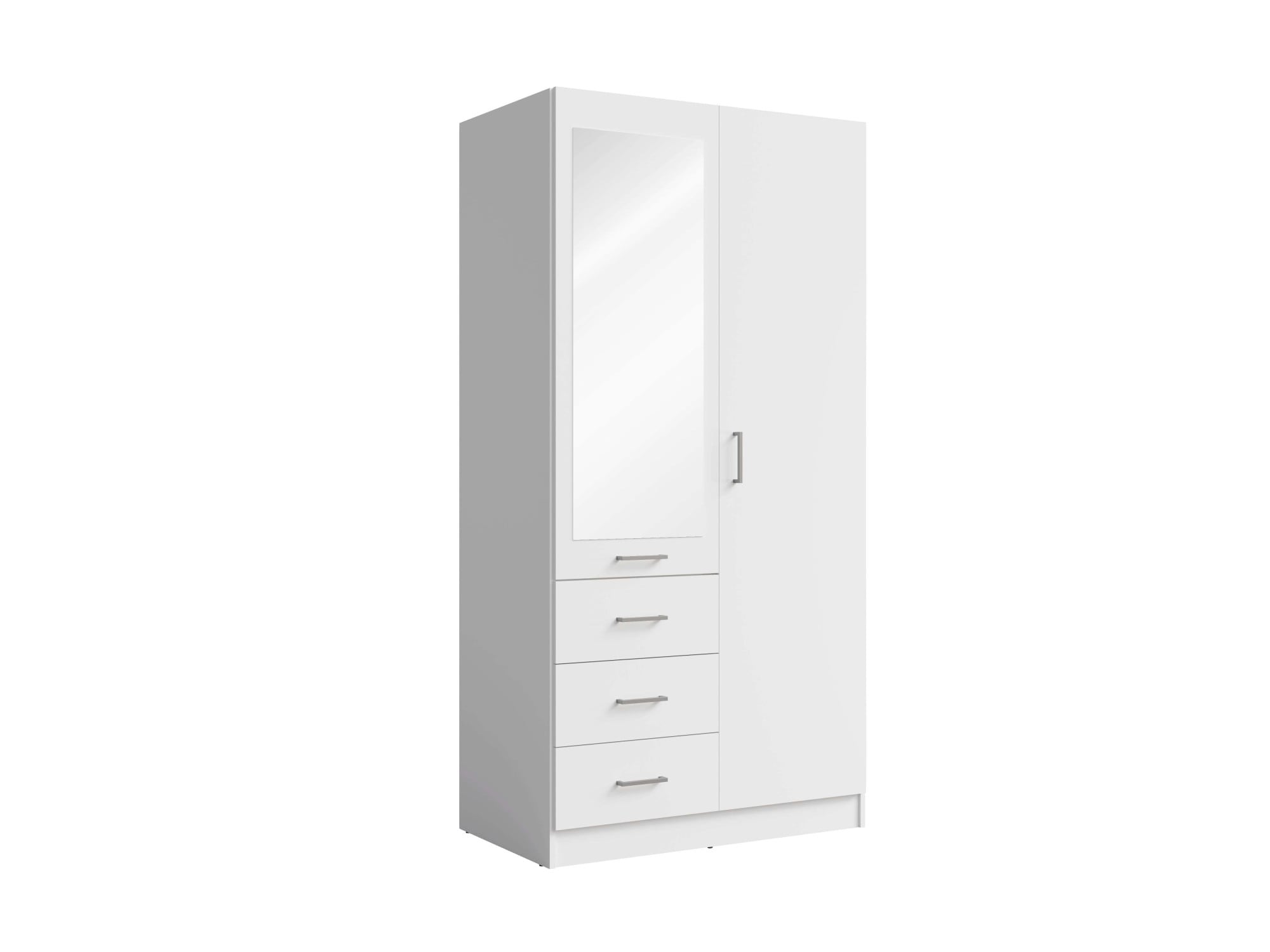 Home affaire Kleiderschrank »KOS Garderobe mit 3 Schubladen, Kleiderstange und Spiegel«, Wäscheschrank mit 2 Drehtüren, silberfarben Griffen, Masse B/H/T 101/200/58cm