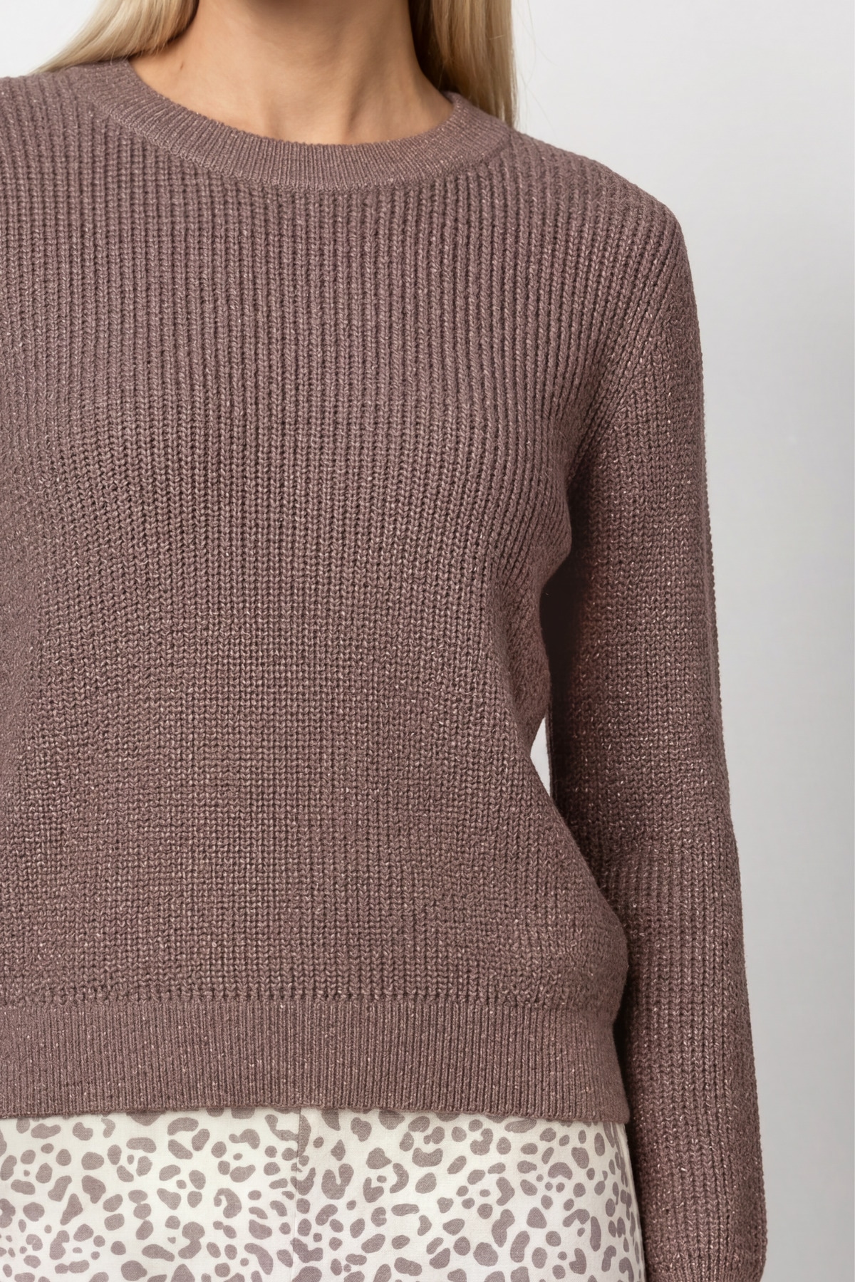 Monari Pull à col rond »Pullover Basic Lurex« Coupe régulière avec col rond