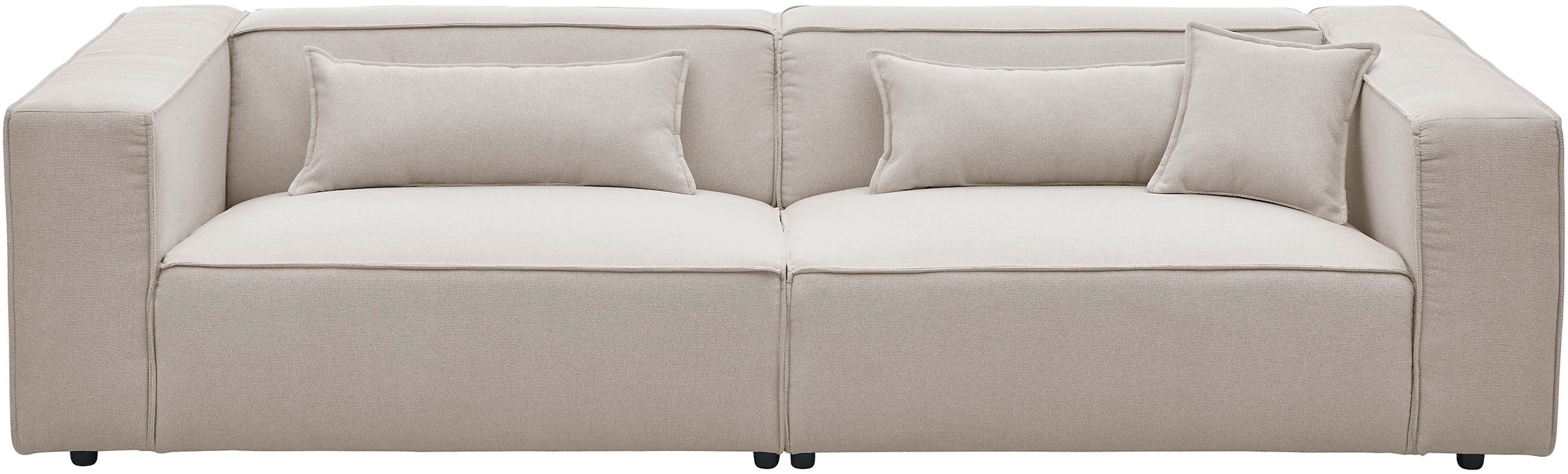LeGer Home by Lena Gercke 3-Sitzer »PIARA, Couch mit Kedernaht, Sofa in Cord, Leinenoptik o. Strukturstoff«, schwarze Füsse, bequemer Sitzkomfort