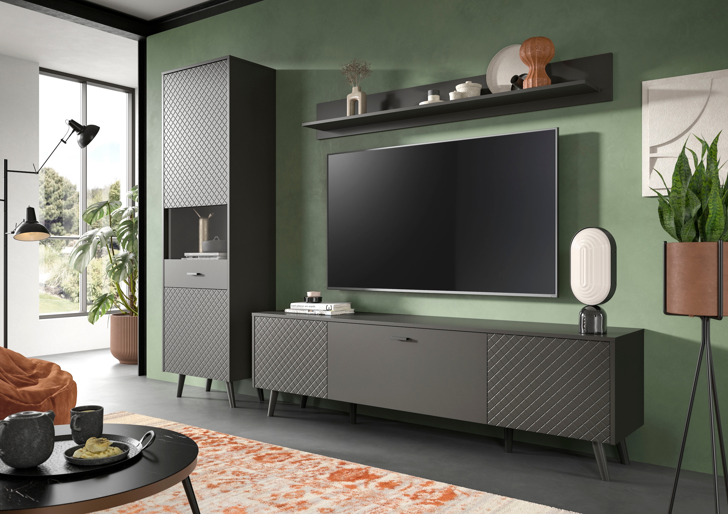Home affaire Tableau mural »RHOMBUS, Breite 160 cm« 1 cuis tlg. Wandregal, Wandboard, Wohnzimer, Esszimmer