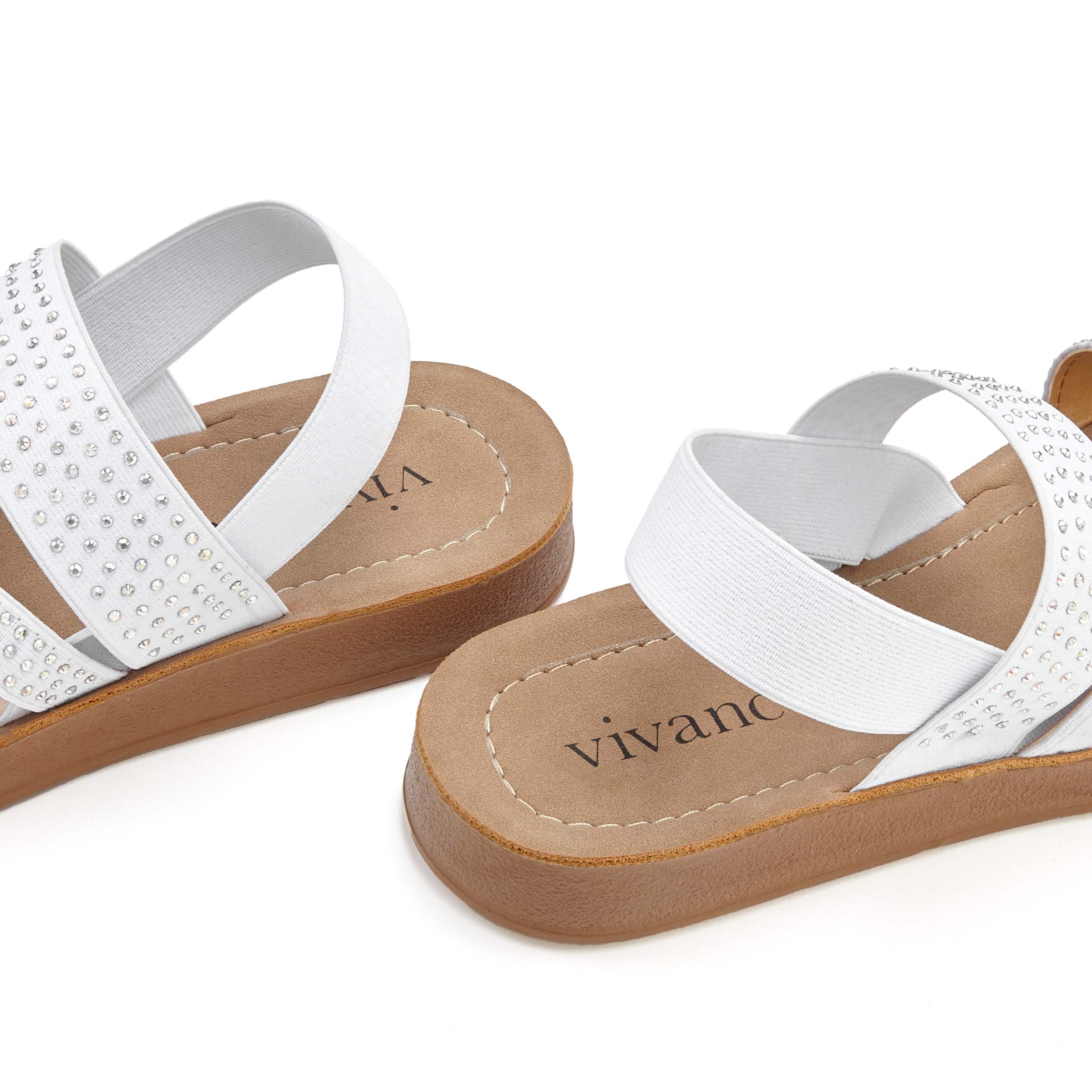 Vivance Sandale »Mule, Sandale, offener Schuh, Pantolette, Sommerschuh«, mit elastischen Riemchen und Glitzersteinchen