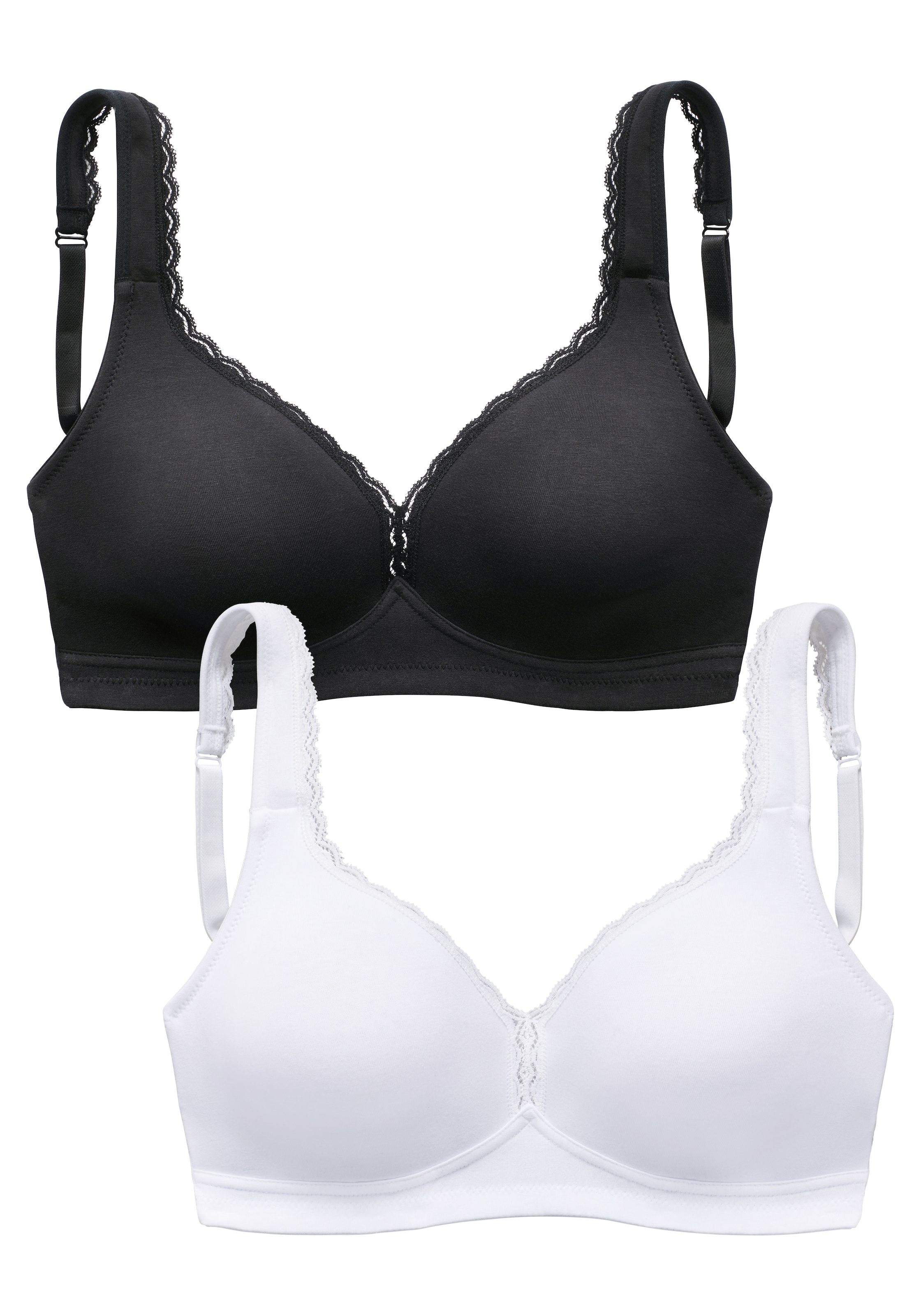 petite fleur Entlastungs-BH Packung, 2 Stück,  ohne Bügel aus weicher Baumwolle – ideal für grosse Grössen