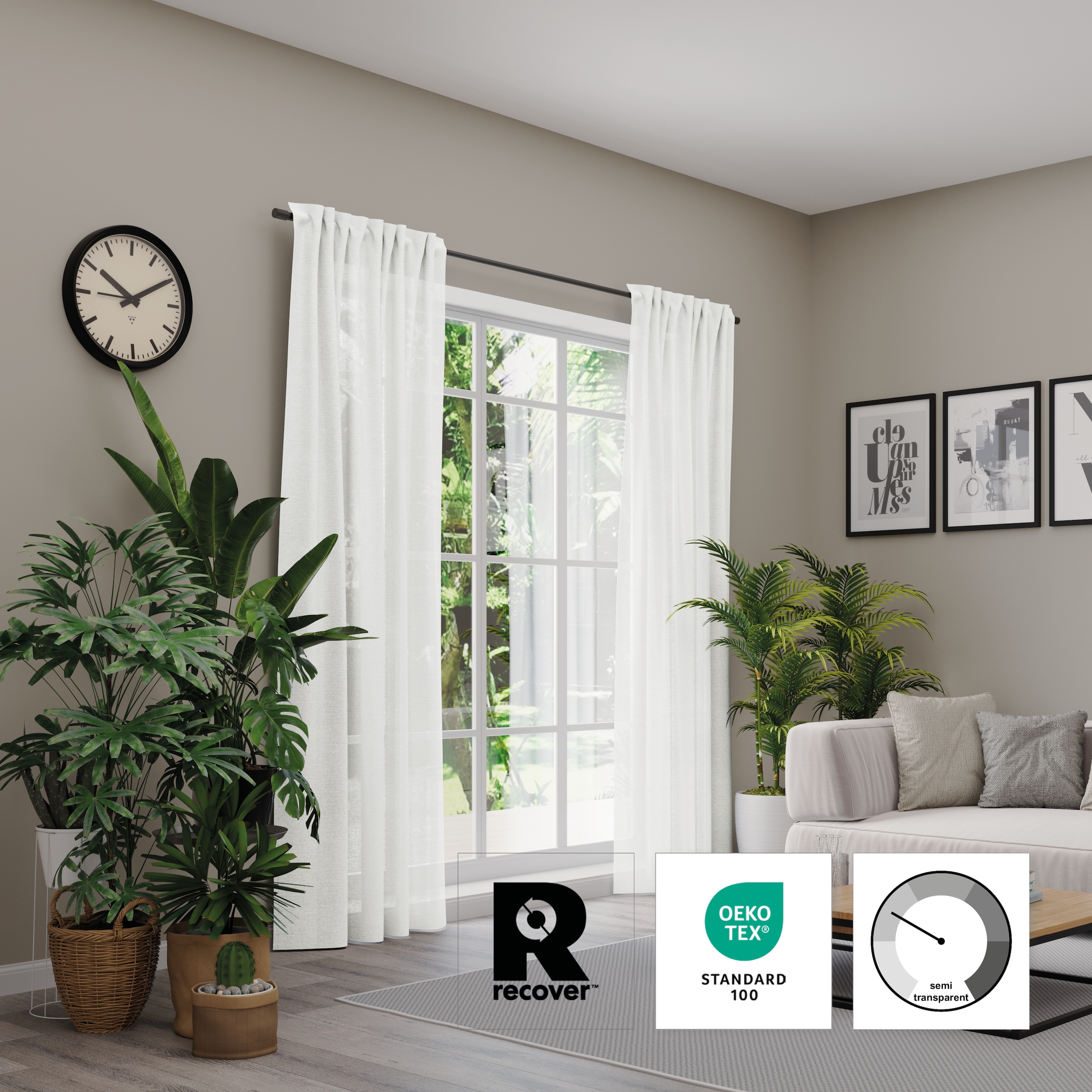 Neutex for you! Rideau »Alora Eco« Bande multifonctionnelle 1 cuis tlg.