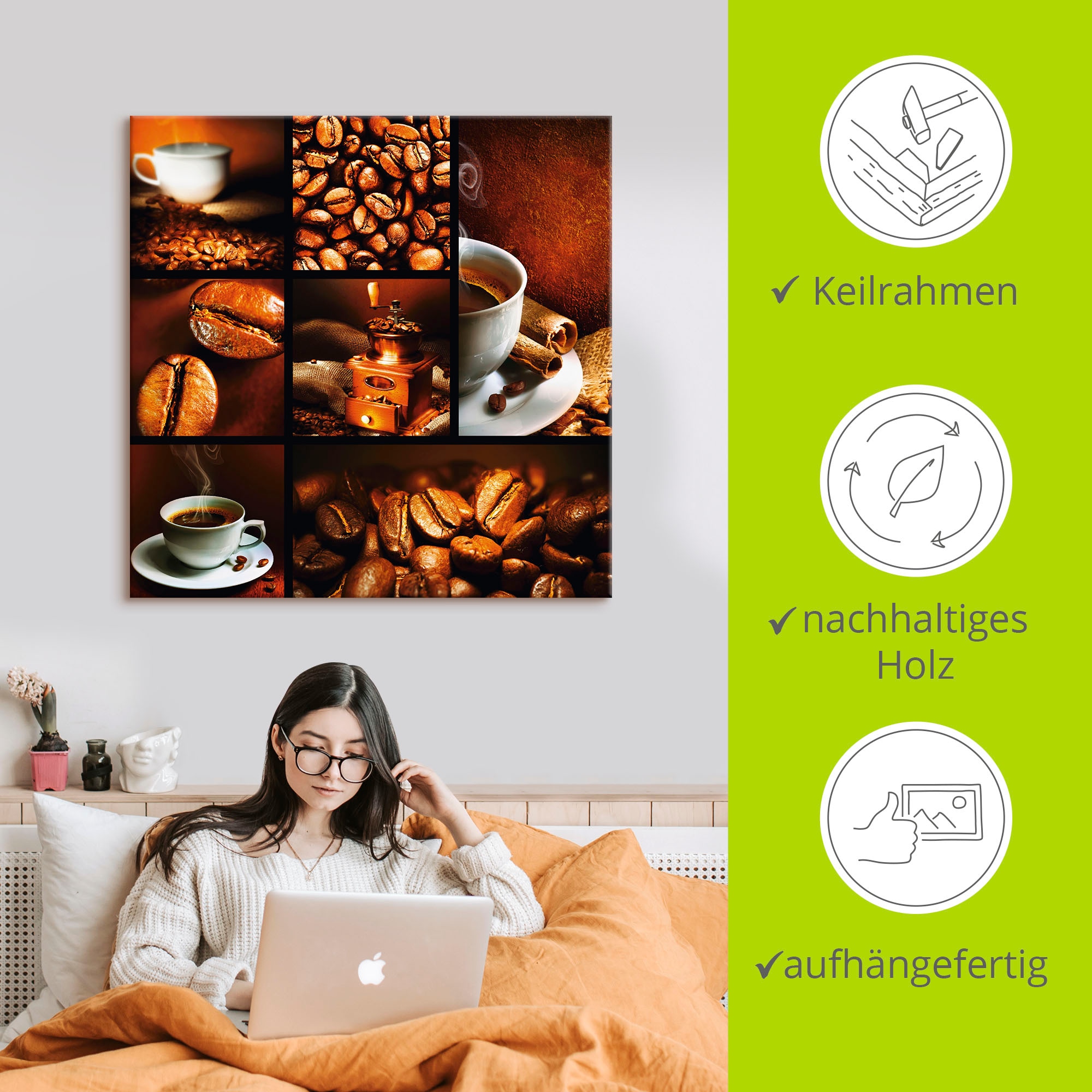 Artland Wandbild »Kaffee Collage«, Getränke, (1 St.), als Leinwandbild, Poster, Wandaufkleber in verschied. Grössen