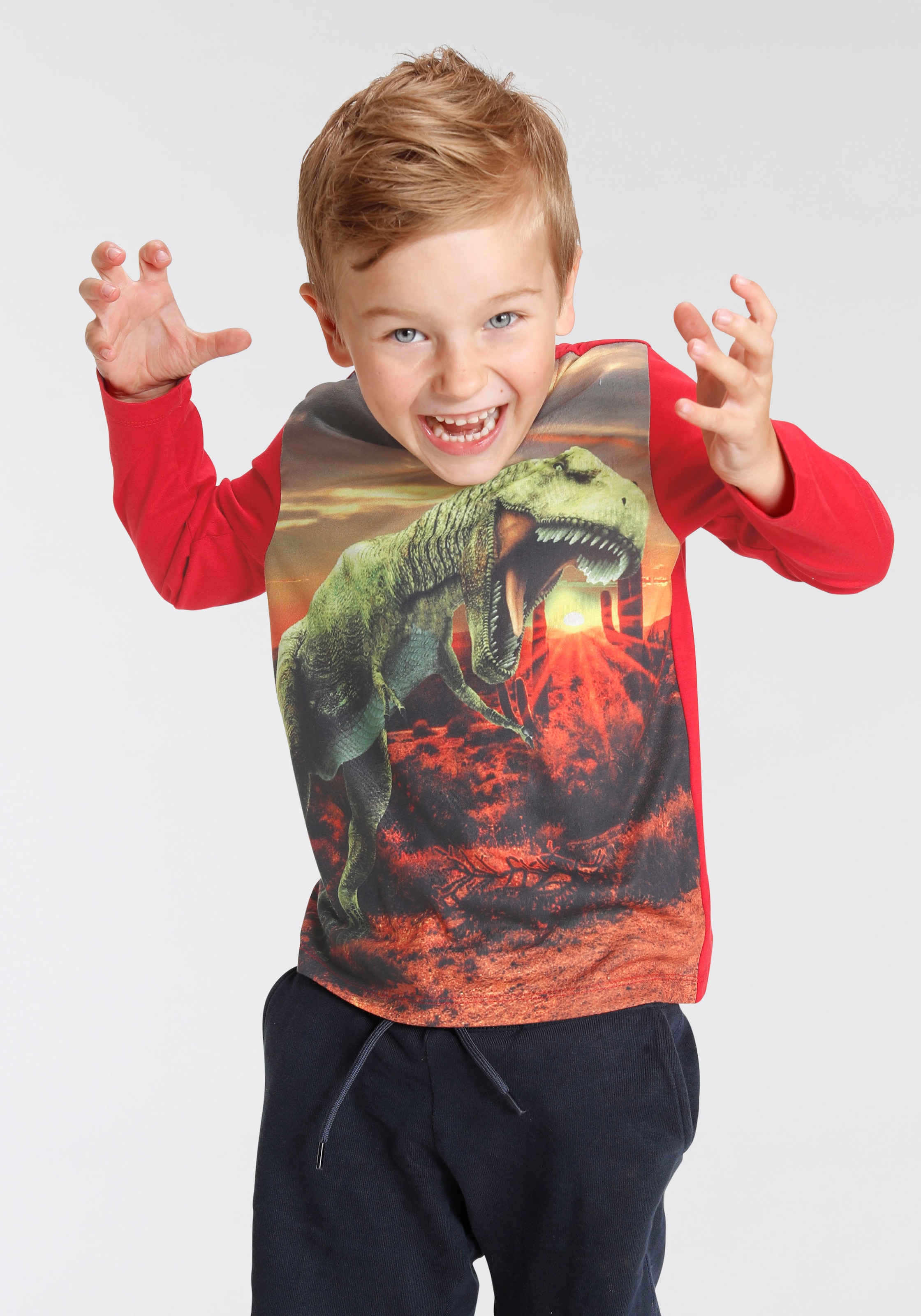 Modische KIDSWORLD Langarmshirt »BIGGEST Fotodruck bestellen versandkostenfrei EVER«, DINO