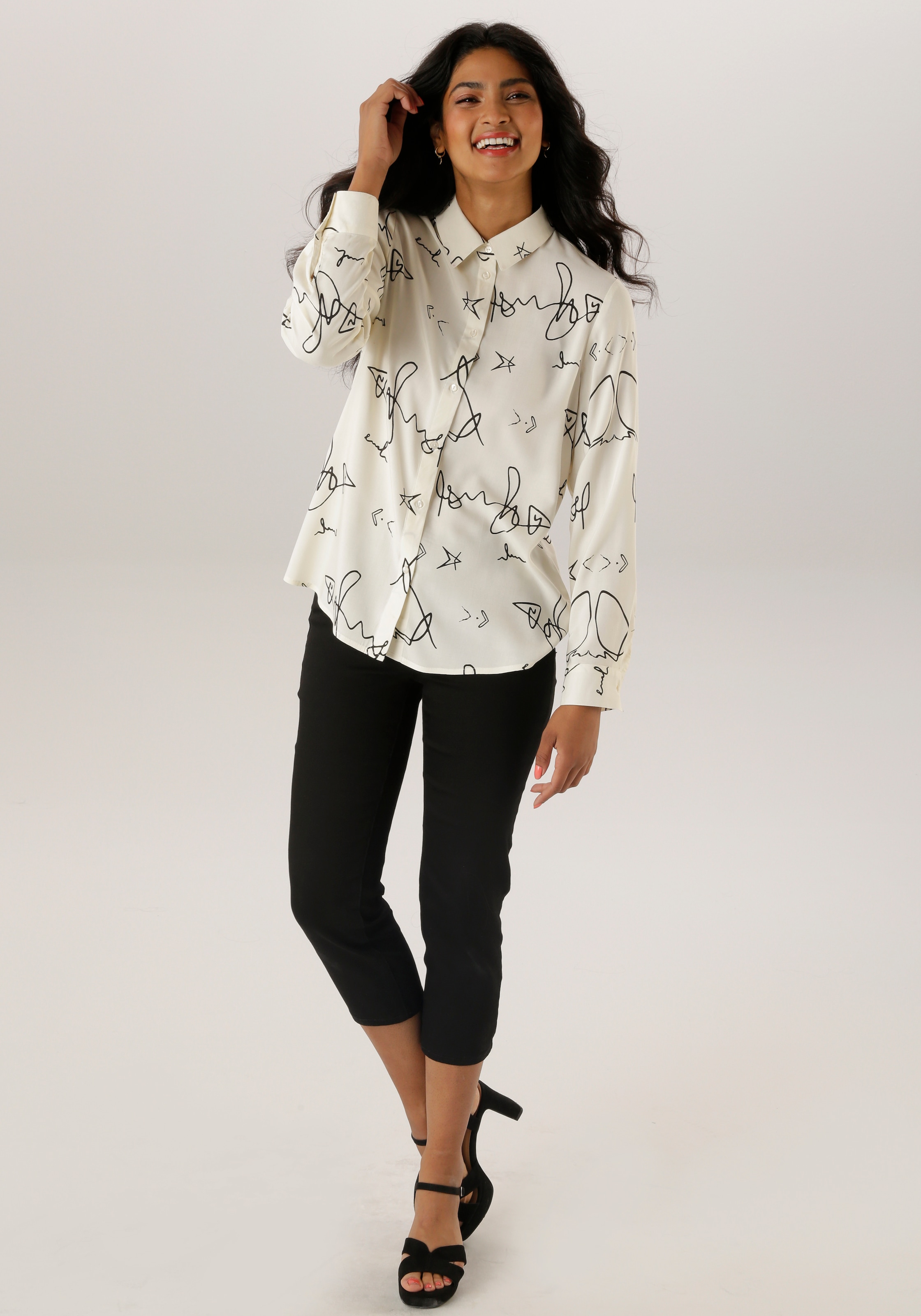 Aniston SELECTED Hemdbluse, mit modisch stilvollen All-over-Print