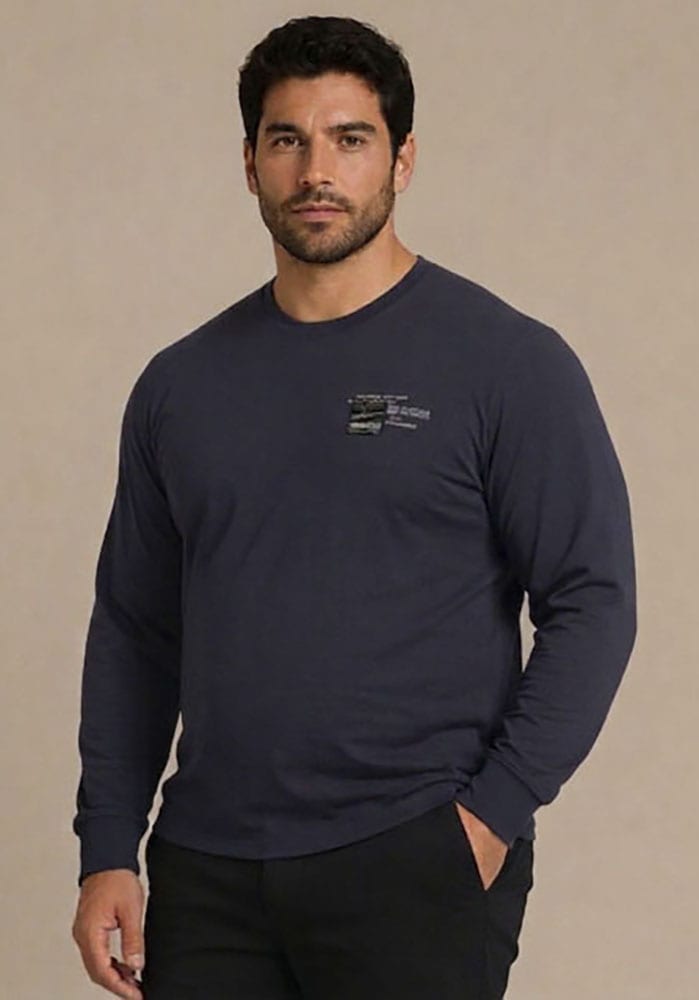 Image of Mans World Plus Rundhalsshirt "auch in Grosse Grössen bis Gr. 7XL" Regular Fit, mit langem Arm, bedruckt, für Casualmode