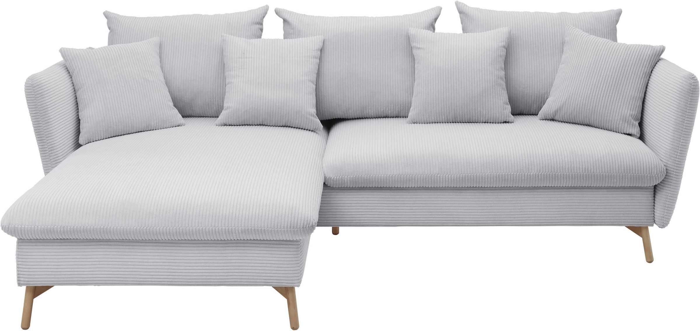 andas Ecksofa »MERLE, 258 cm, L-Form, traumhafter Cord,«, mit Bettfunktion und Bettkasten, Liegefläche 224 x 139