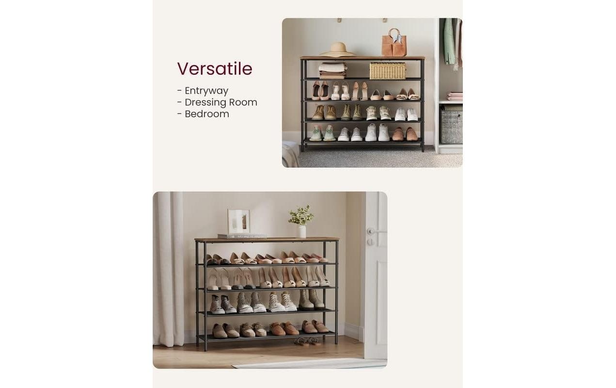 VASAGLE Schuhregal »VASAGLE Schuhgestell 29 x 120 cm, Braun/Schwarz«