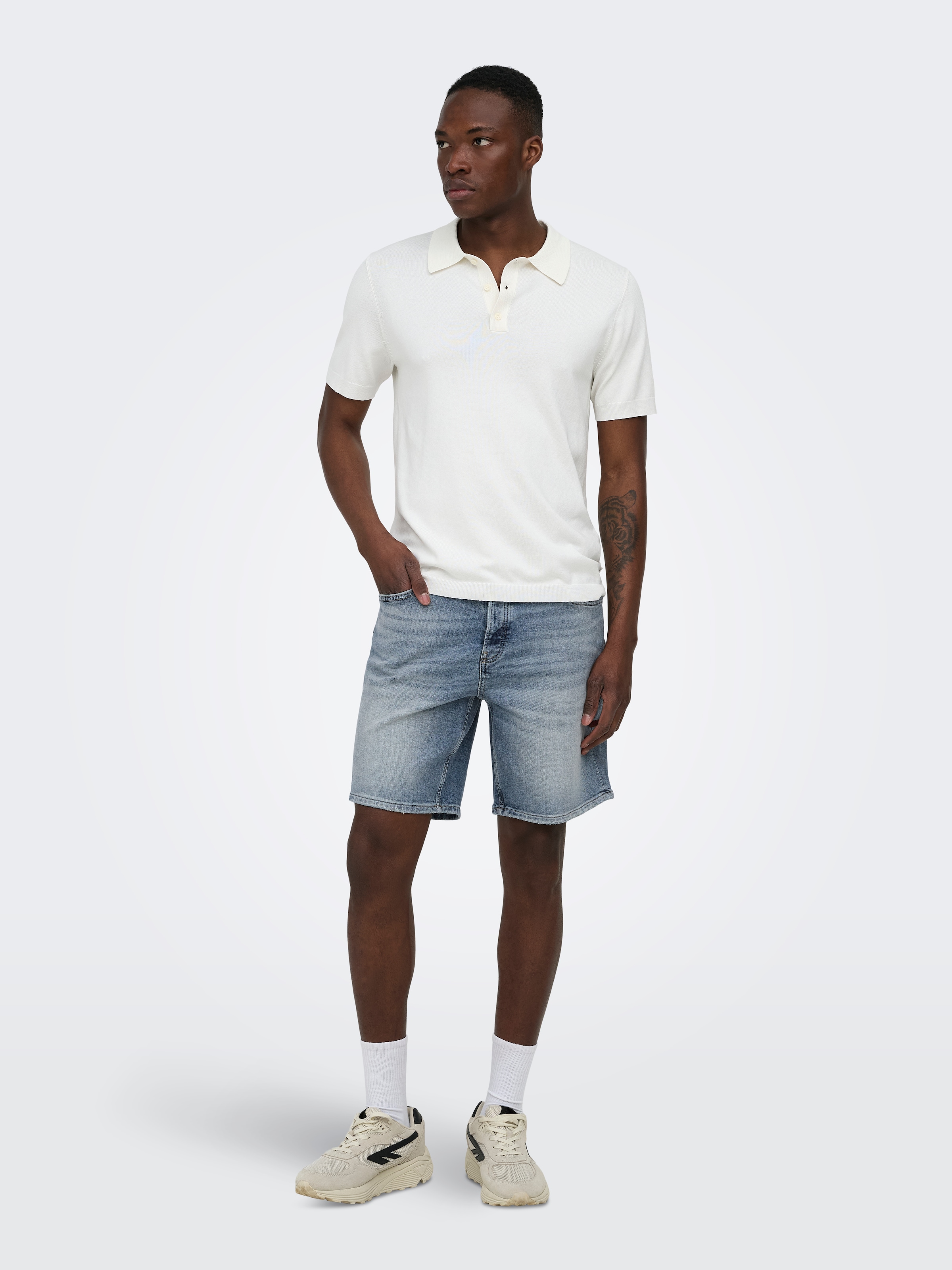 ONLY & SONS Jeansshorts »ONSEDGE PER LBT 6966 DOT DNM SHORTS NOOS« Baumwollmischung, straight fit