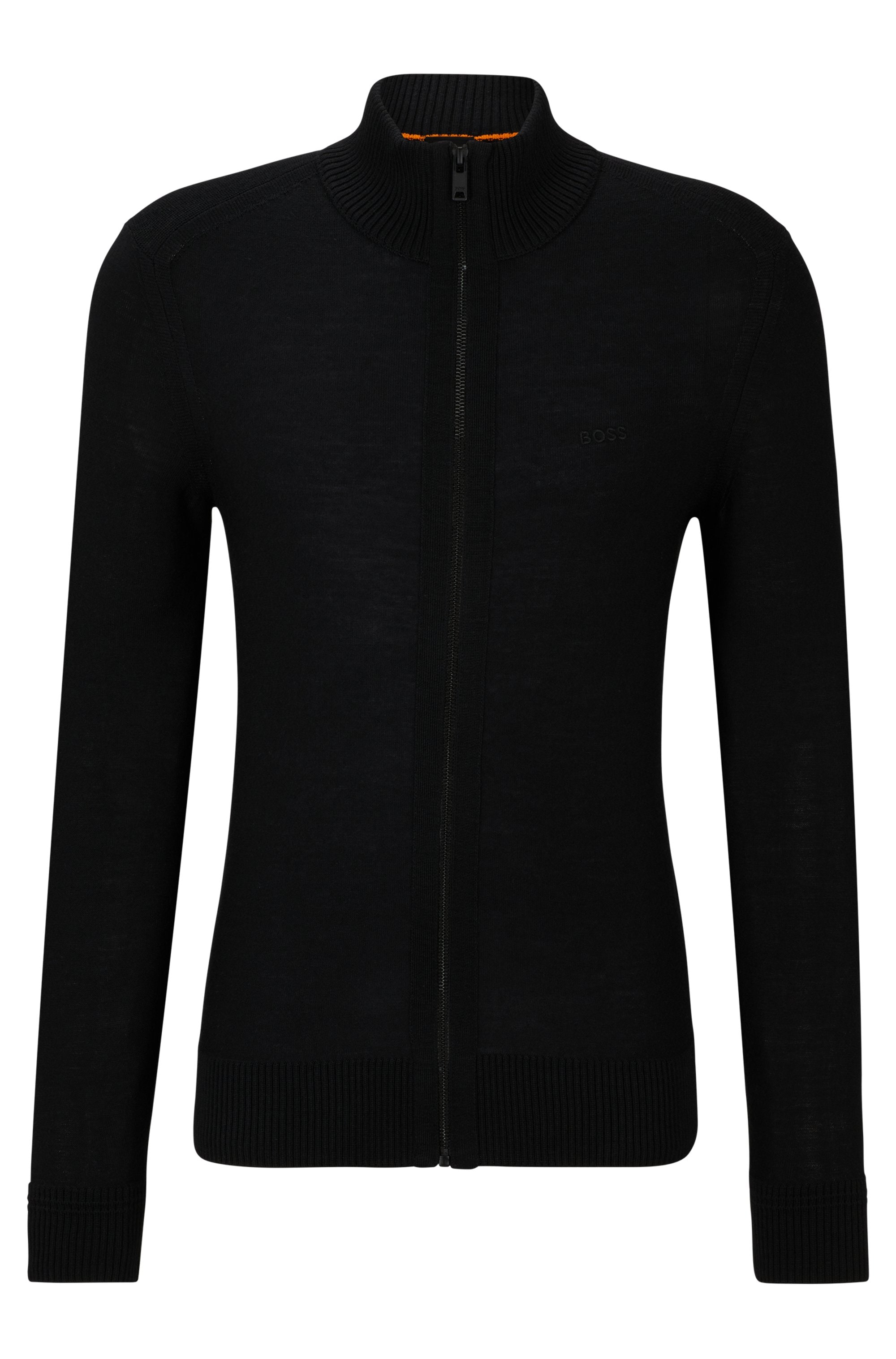 BOSS ORANGE Veste en tricot »Avac« mit Logostickerei auf der Brust