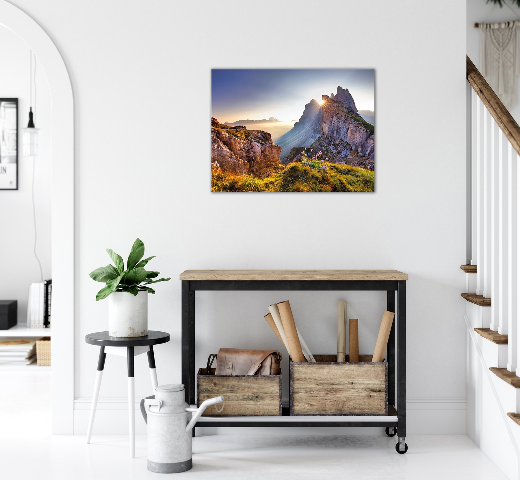 Bönninghoff Bild »Wandbild BERGE SONNENAUFGANG 46x61 cm – Leinwandbild Keilrahmen Deko« Berge | Berge & Alpenbilder | Natur auf Keilrahmen gespannt