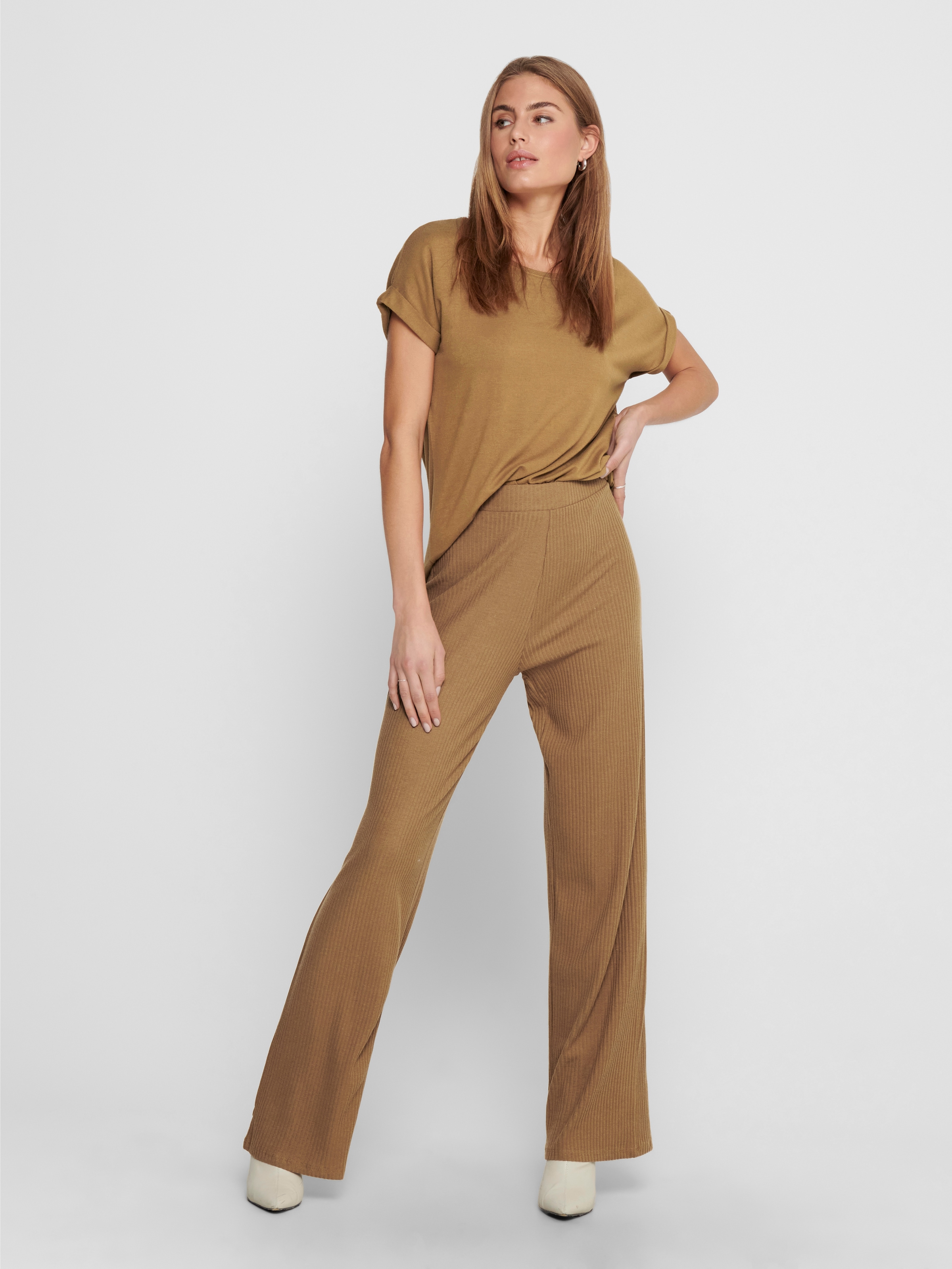 ONLY T-shirt »ONLMOSTER – Kurzarmshirt mit Aufschlag und klassischem Look« unifarben, casual, regular fit, Viskosemischung, Rundhals