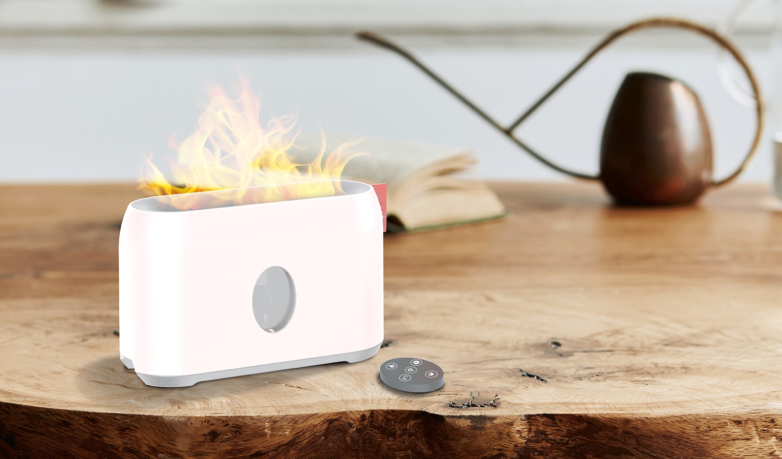 Sonnenkönig Luftbefeuchter »Hermonia, Flammeneffekt, USB C-Typ, Auto-Off, Tankgrösse 200ml«, 0,2 l Wassertank, Fernbedienung, Timer, laufruhig, einfache Bedienung, elegantes Design