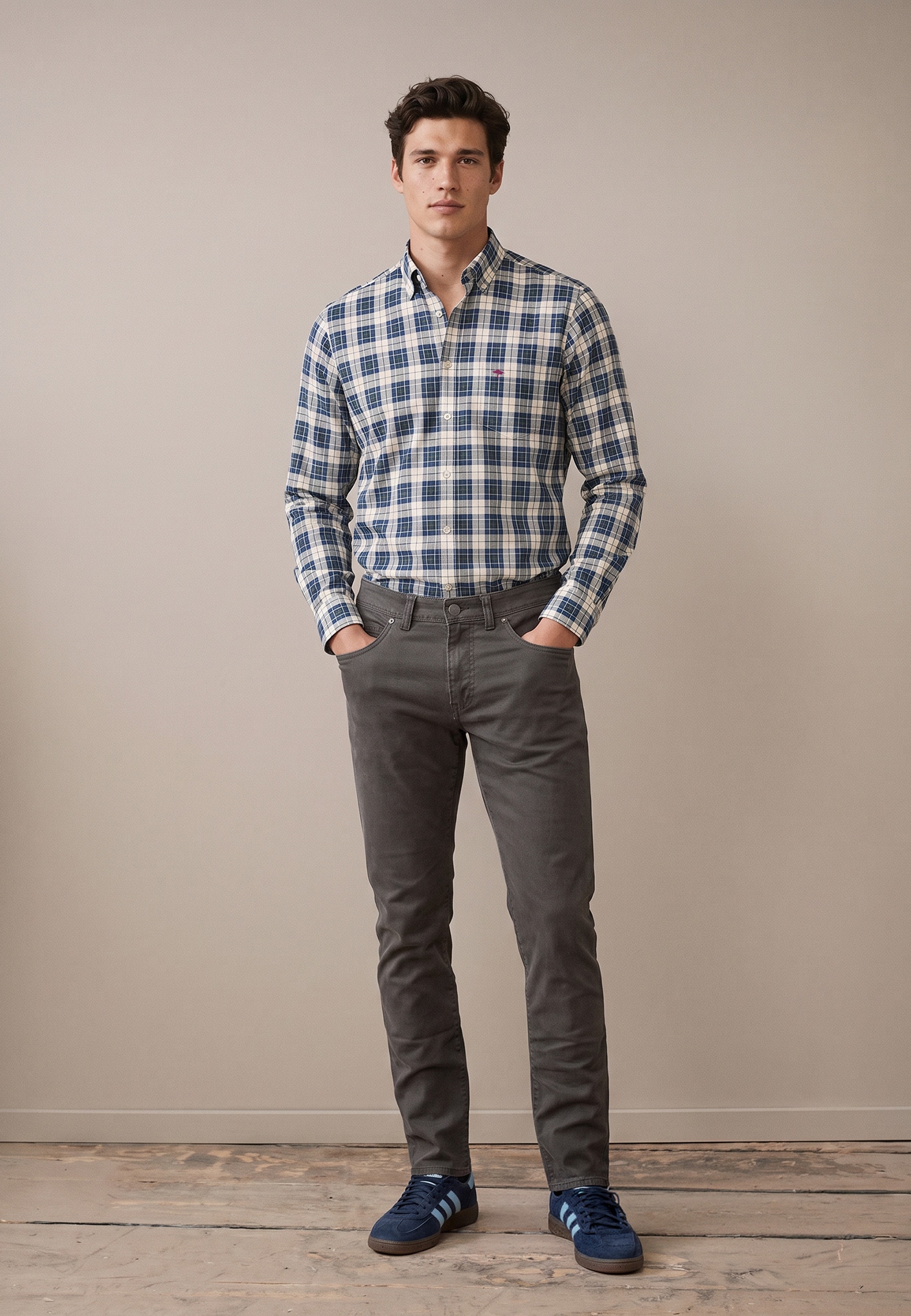 FYNCH-HATTON Chemise à carreaux avec broderie logo et poche poitrine