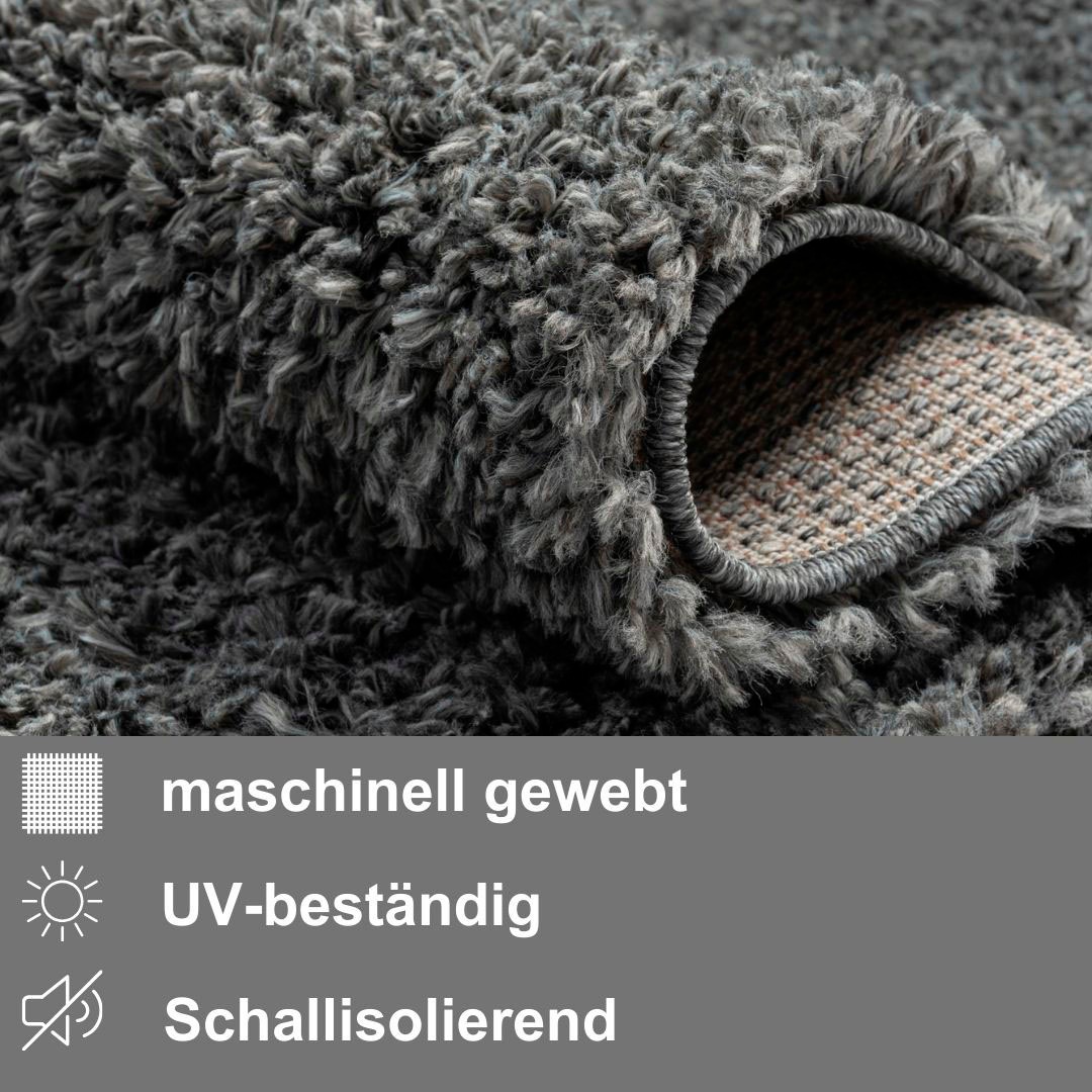 my home Hochflor-Bettumrandung »Banji«, (3 tlg.), Uni Farben, weich und flauschig, auch als Läufer & in rund erhältlich