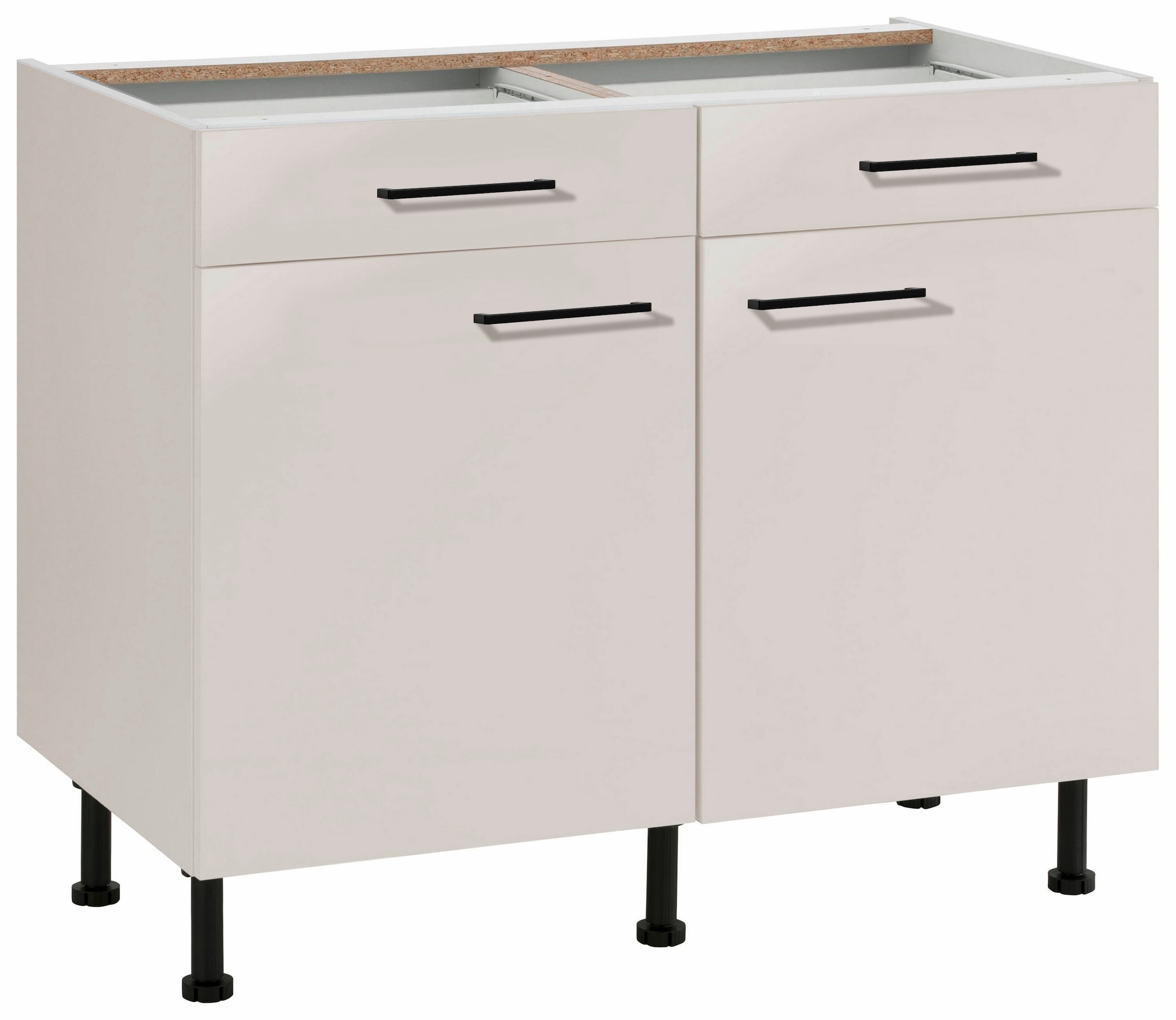Image of wiho Küchen Unterschrank "Nisos" 100 cm breit, Soft-Close in Schubladen, verstellbare Füsse, ohne Platte