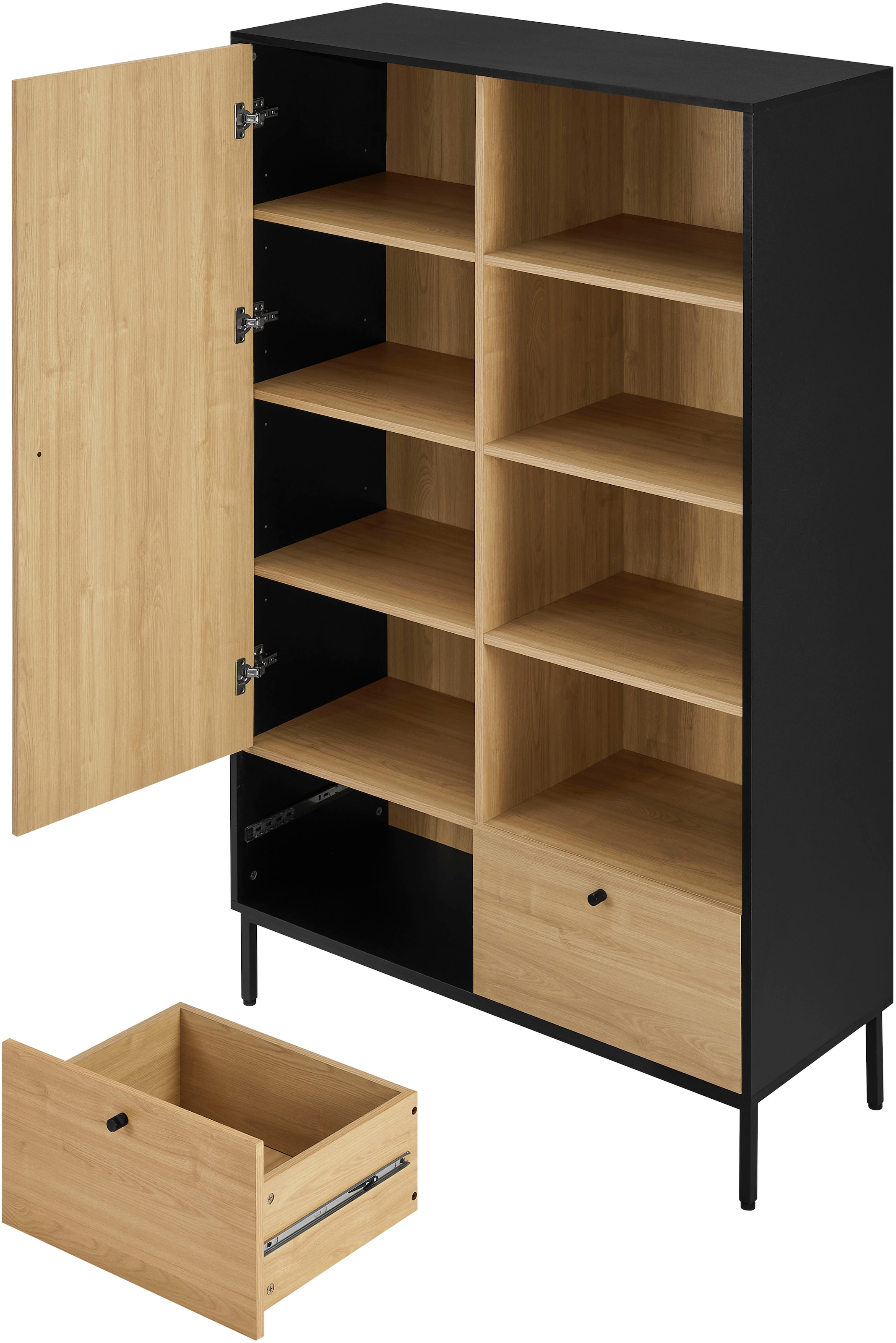 GOODproduct Highboard »Tayler« pflegeleichte Melaminoberfläche, Metallgestell, Breite 100 cm