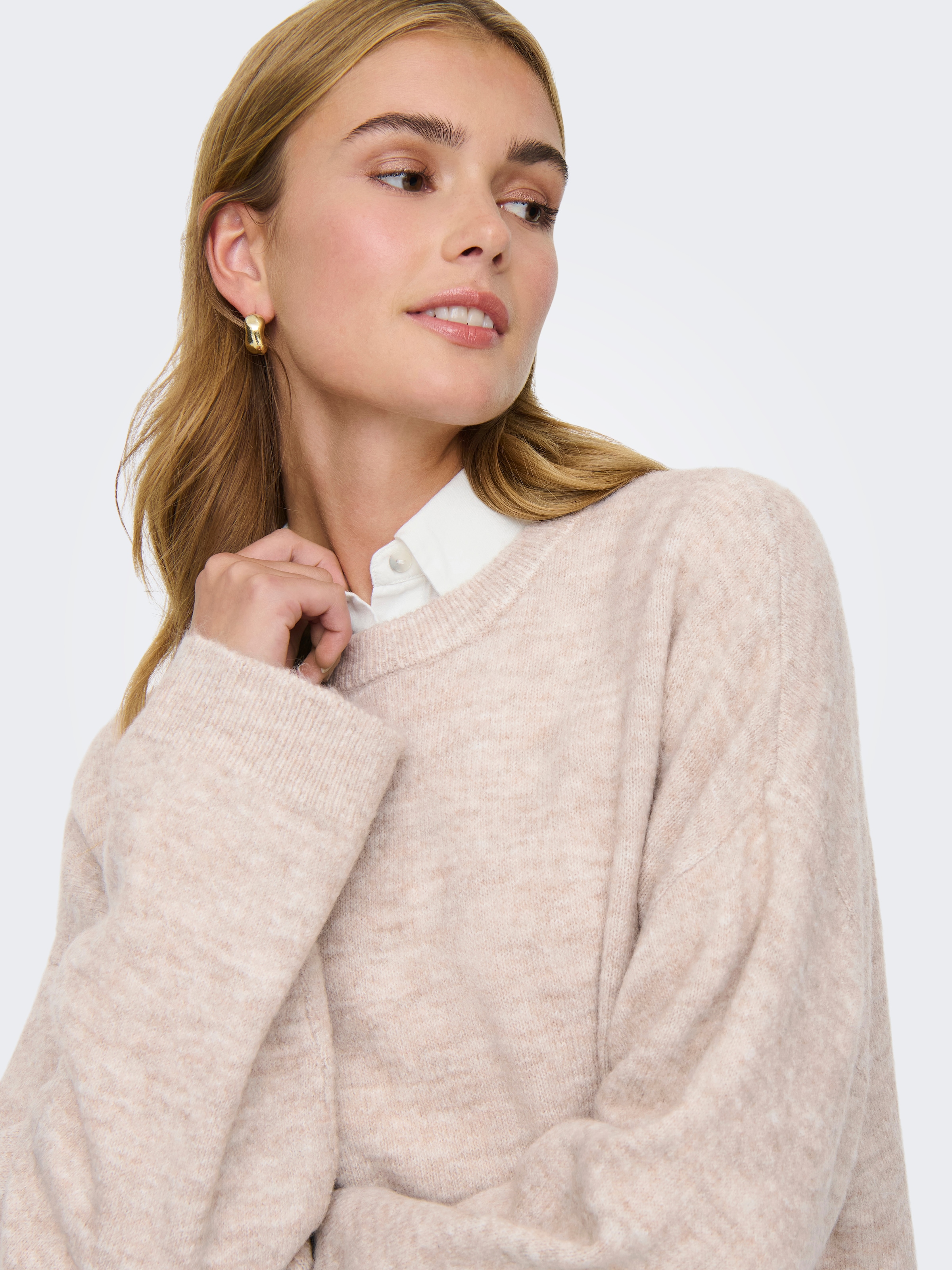 ONLY Pull à col rond »ONLSIMONI L/S O-NECK PULLOVER KNT NOOS« Materialmix, regular fit