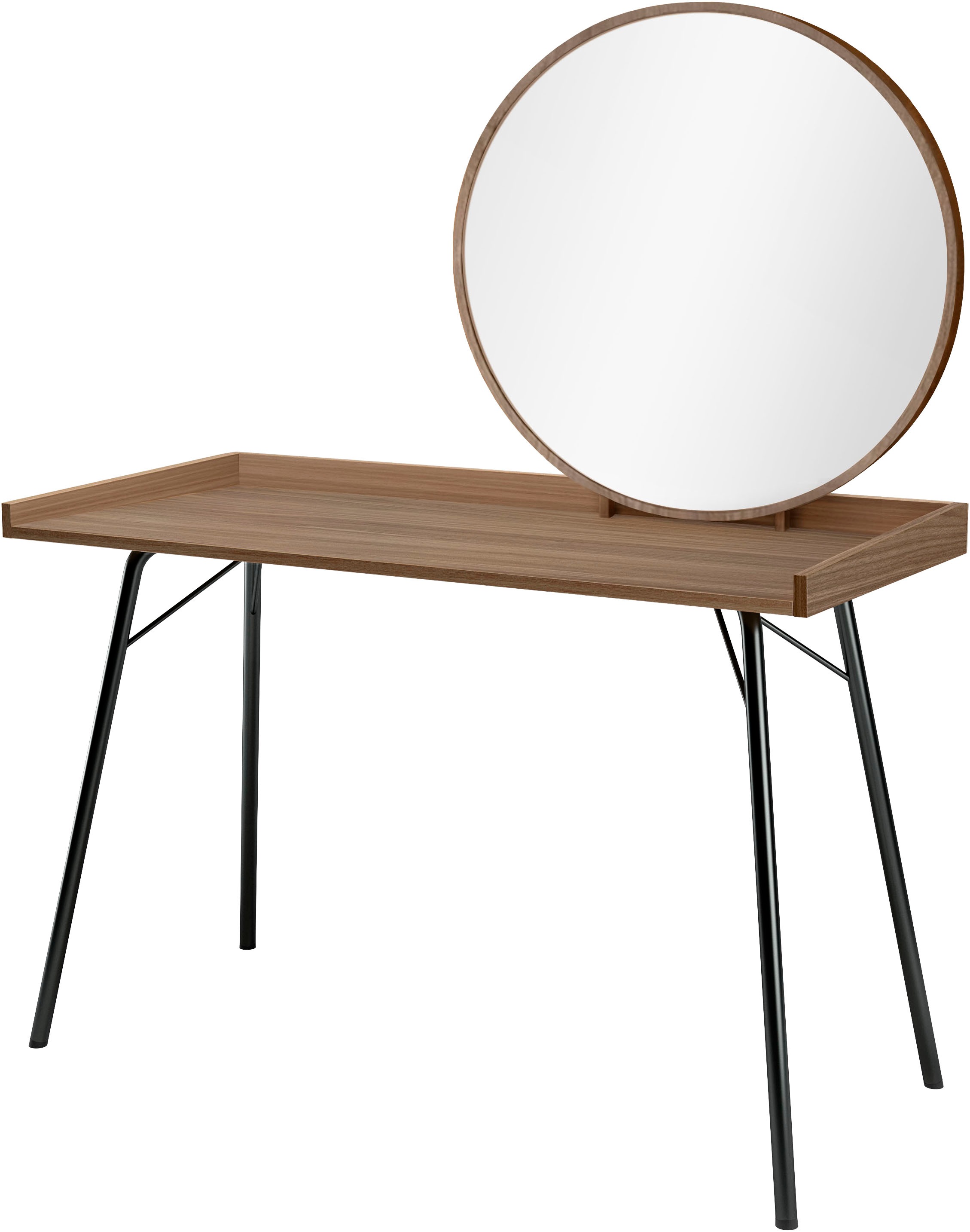 Image of GOODproduct Schminktisch "Birmingham Frisiertisch mit Spiegel Ø 71 cm, Arbeitsplatte 110/50 cm" Breite 115 cm, FSC-zertifiziert