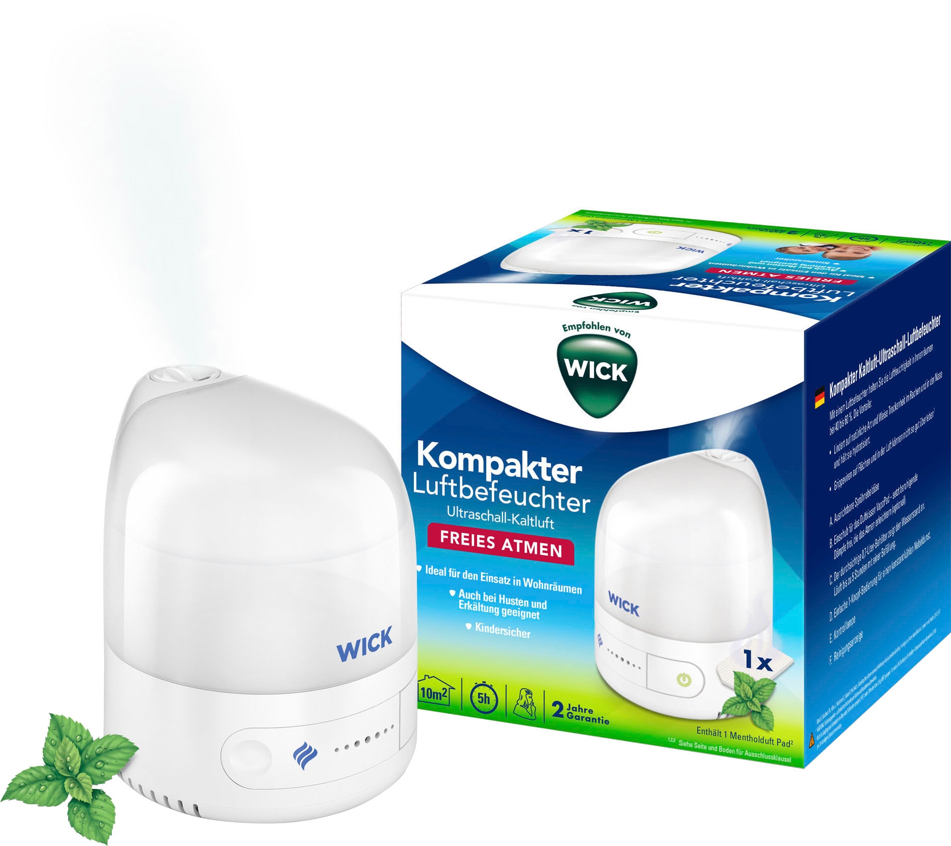 Image of WICK Luftbefeuchter "Persönlicher Kaltluft-Ultraschall-Luftbefeuchter - WUL510" 0,7 l Wassertank UNSER KLEINSTER LUFTBEFEUCHTER: Kompakt, intuitiv, einfach zu bedienen