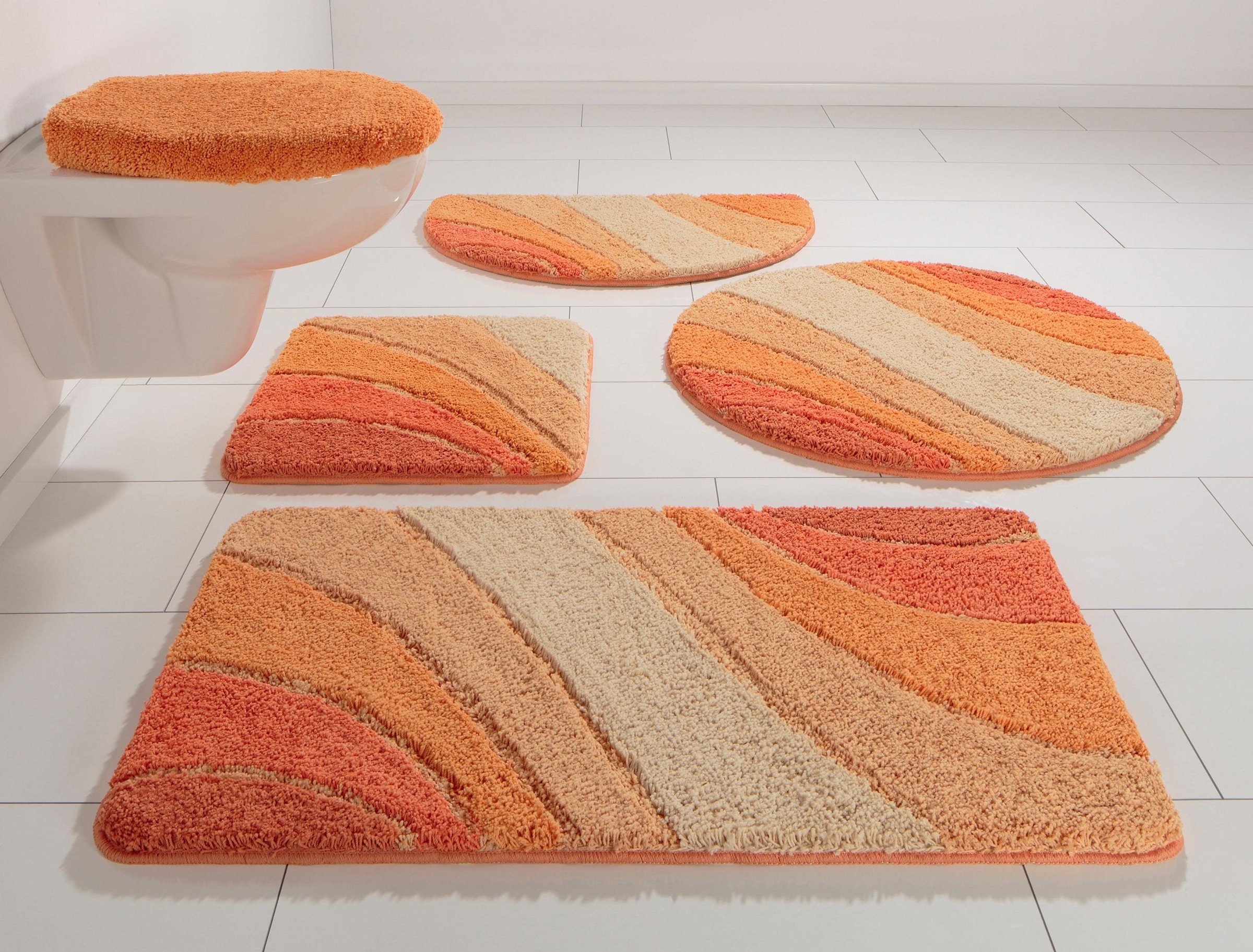 my home Badematte »Josie, Badvorleger, Badezimmer Teppich«, rutschhemmend beschichtet, fussbodenheizungsgeeignet-schnell trocknend-strapazierfähig, Badteppich, Badematten, rechteckig, rund & als 3-tlg. Set erhältlich