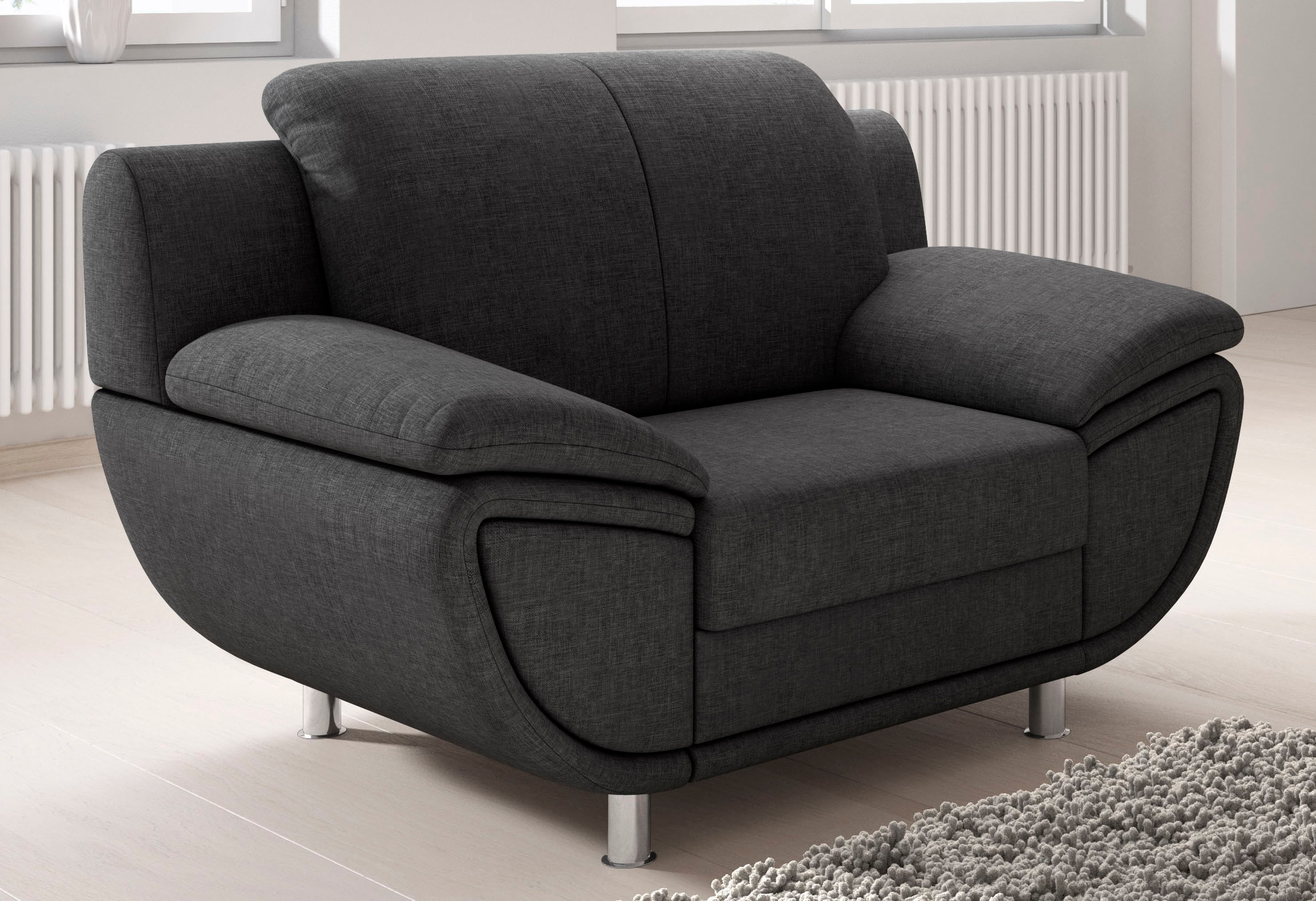 TRENDMANUFAKTUR Sessel »Rondo II, Loungesessel zeitlos und bequem« wahlweise mit komfortablem Federkern, mit extra breiten Armlehnen