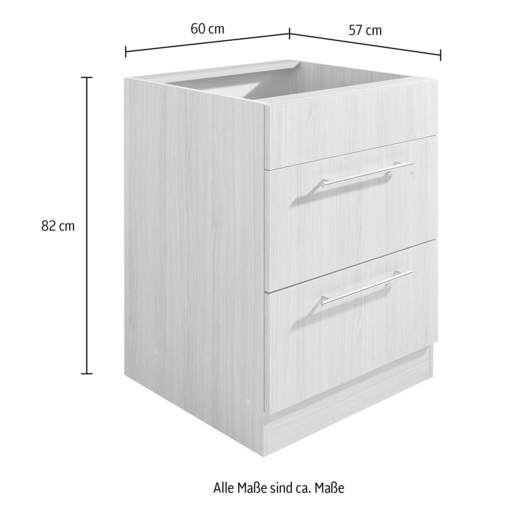 wiho Küchen Armoire d'encastrement pour table de cuisson »Filo« 60 cm breit, mit 2 grossen Auszügen ohne Arbeitsplatte