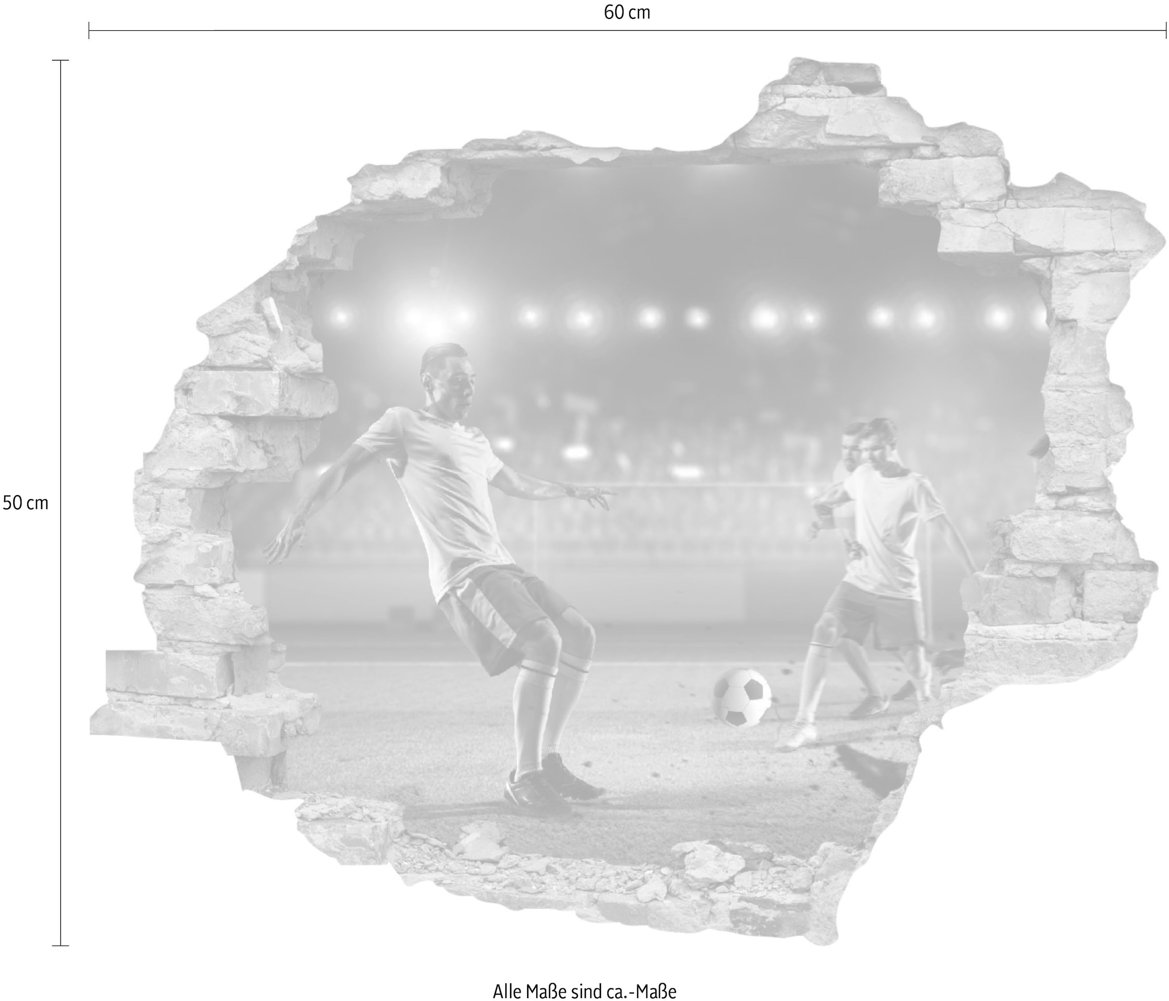 queence Wandtattoo »Fussball«, (1 St.), Wandsticker, Wandbild, selbstklebend, 3D, Wanddurchbruch