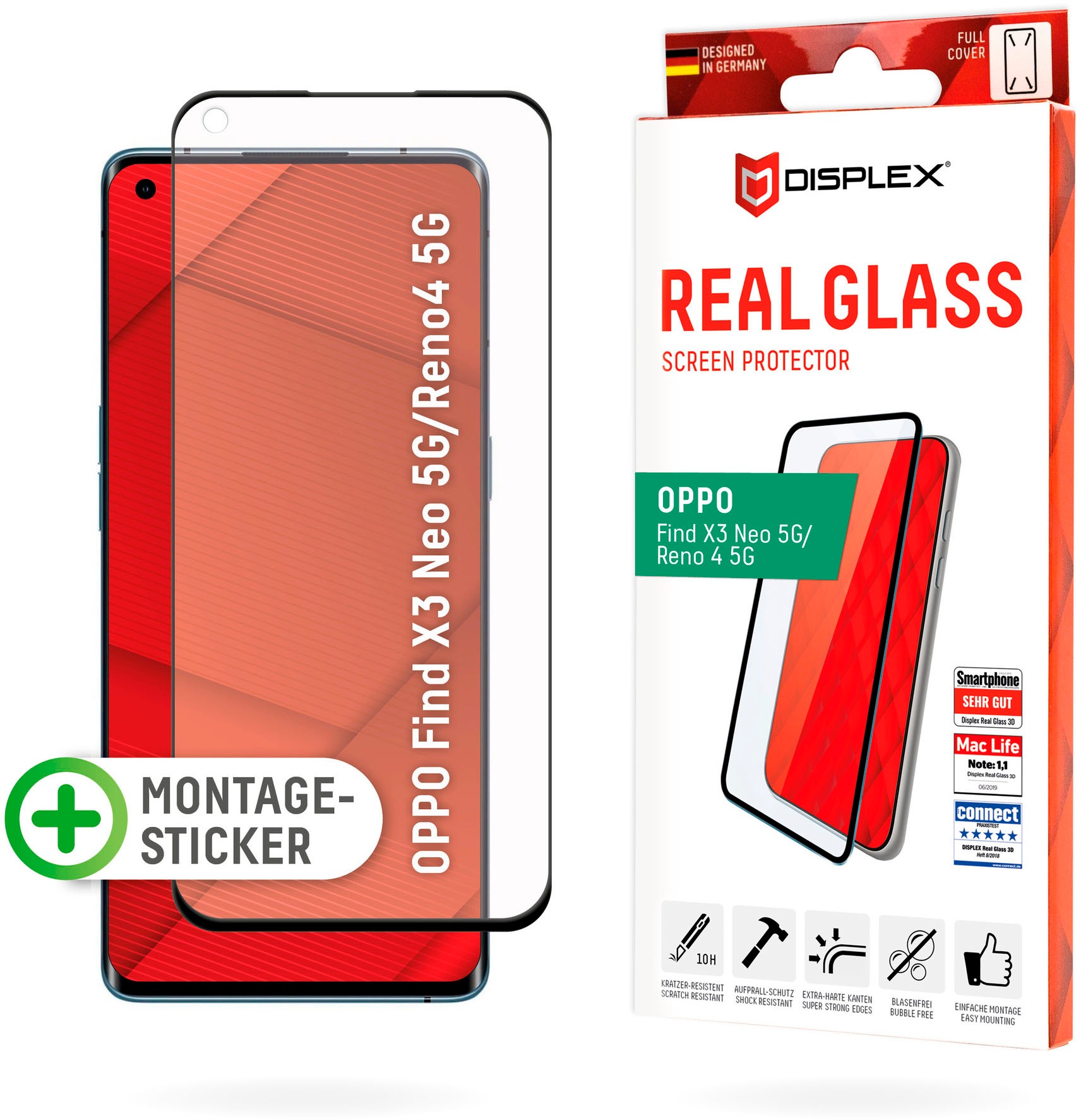 Image of Displex Displayschutzglas »Real Glass FC 3D für Oppo Find X3 Neo 5G/Reno4 Pr«, (1 St.) bei Ackermann Versand Schweiz