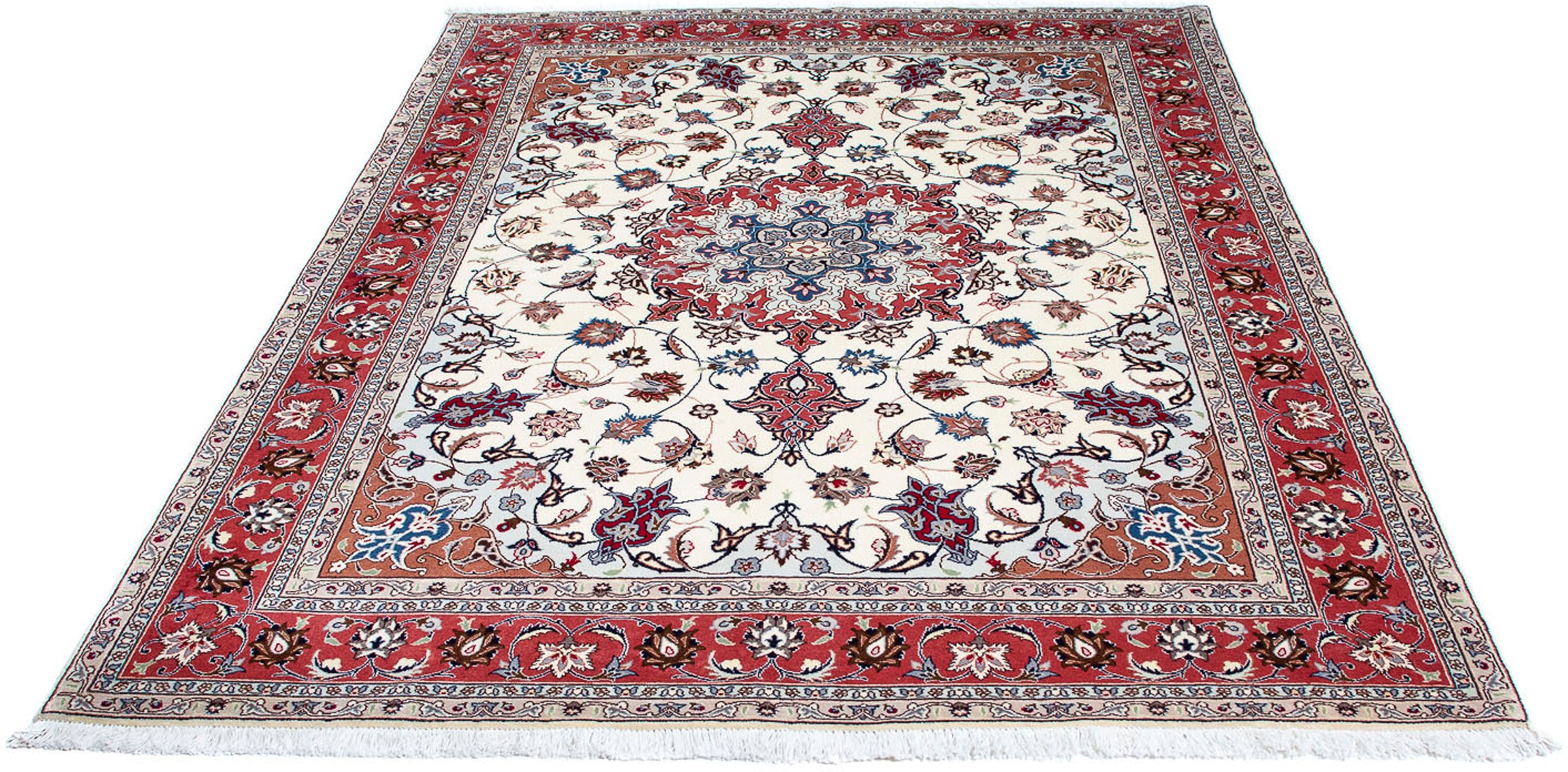 Image of morgenland Orientteppich »Perser - Täbriz - Royal - 204 x 151 cm - beige«, rechteckig, 7 mm Höhe, Wohnzimmer, Handgeknüpft, Einzelstück mit Zertifikat bei Ackermann Versand Schweiz
