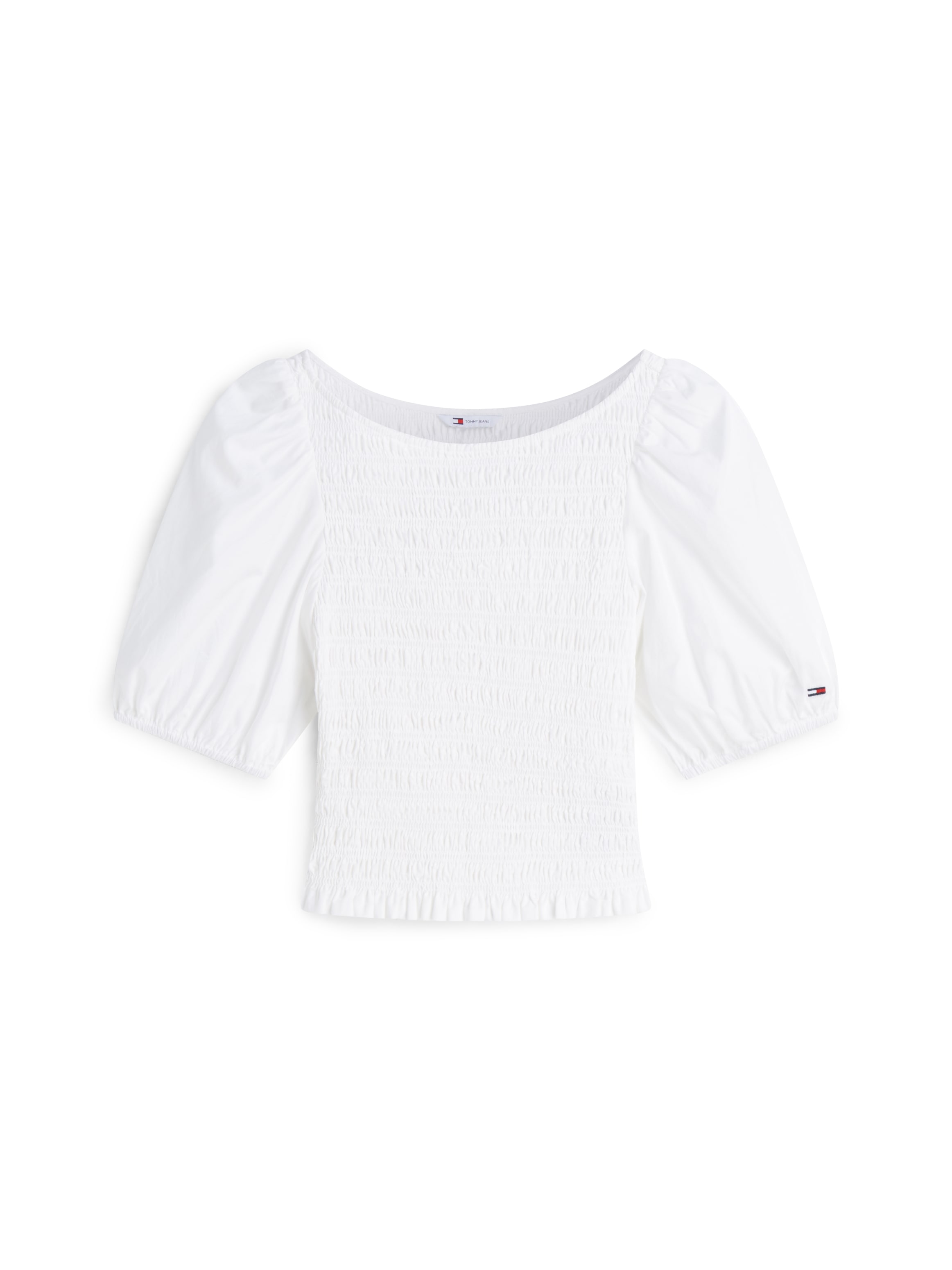 Tommy Jeans Blouse à manches courtes »TJW SMOCKED SS BLOUSE« Baumwolle, Puffärmel