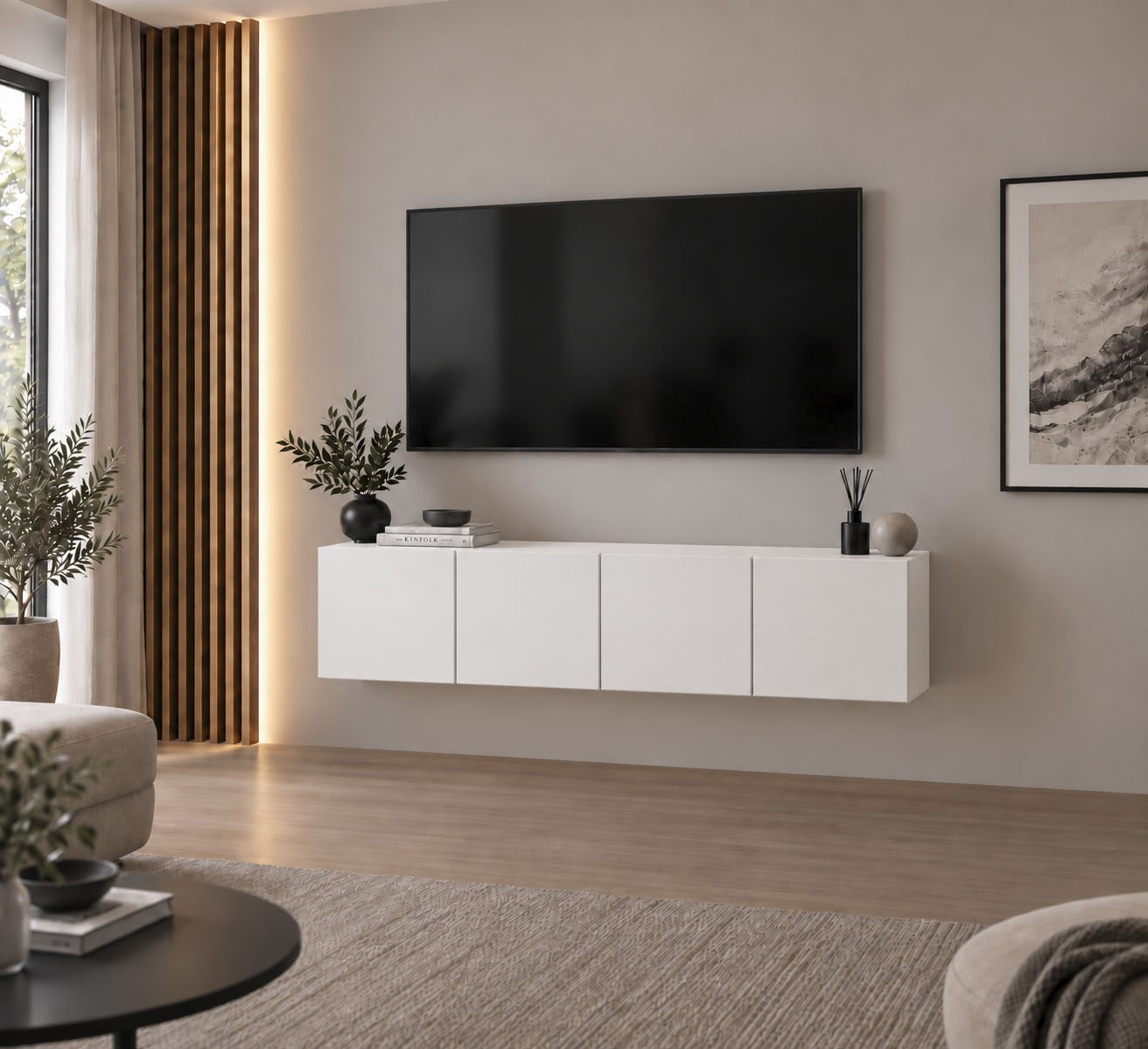 borchardt Möbel Table basse »Vaasa, Konsole, Hängeschrank mit 4 Türen« largeur 152 cm, uniquement suspendu