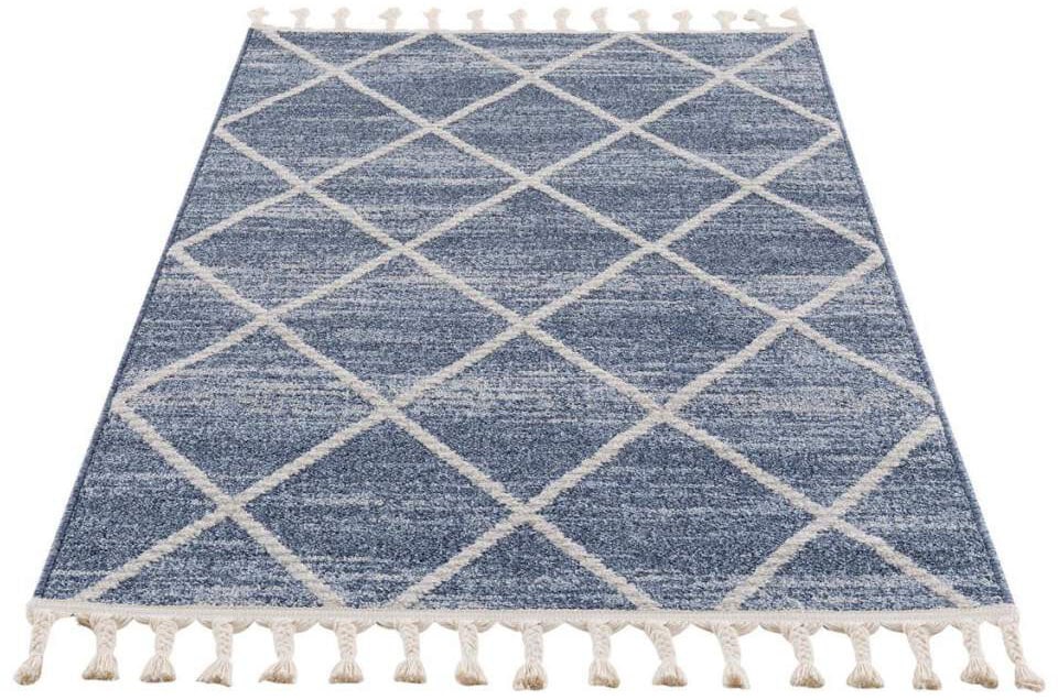 Carpet City Tapis »Art 2646« Rectangulaire 7 mm Höhe Läufer, Kurzflor, mit Kettfäden, Rauten-Optik, Fransen